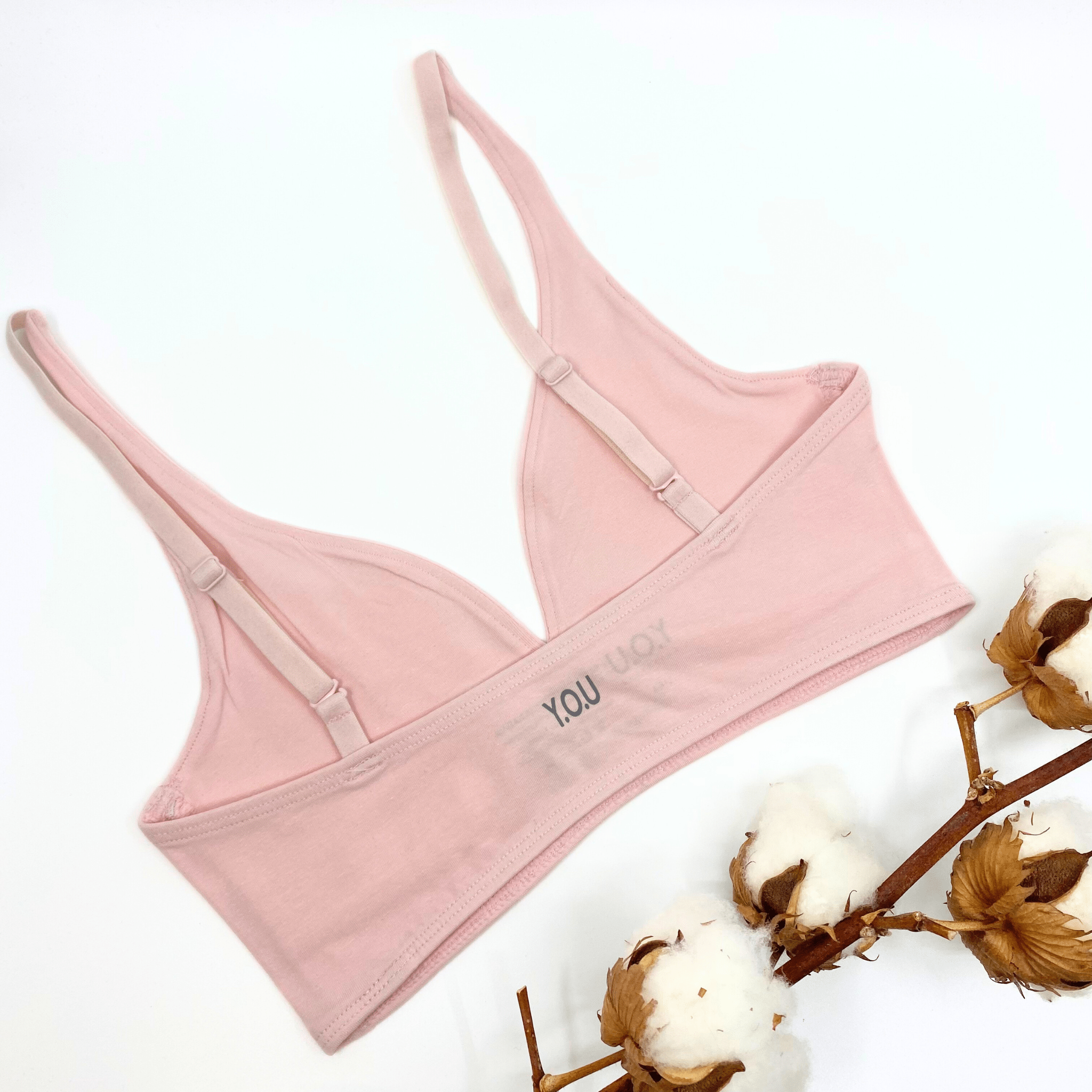 Girls' organic cotton bralette - light pink - Y.O.U underwear