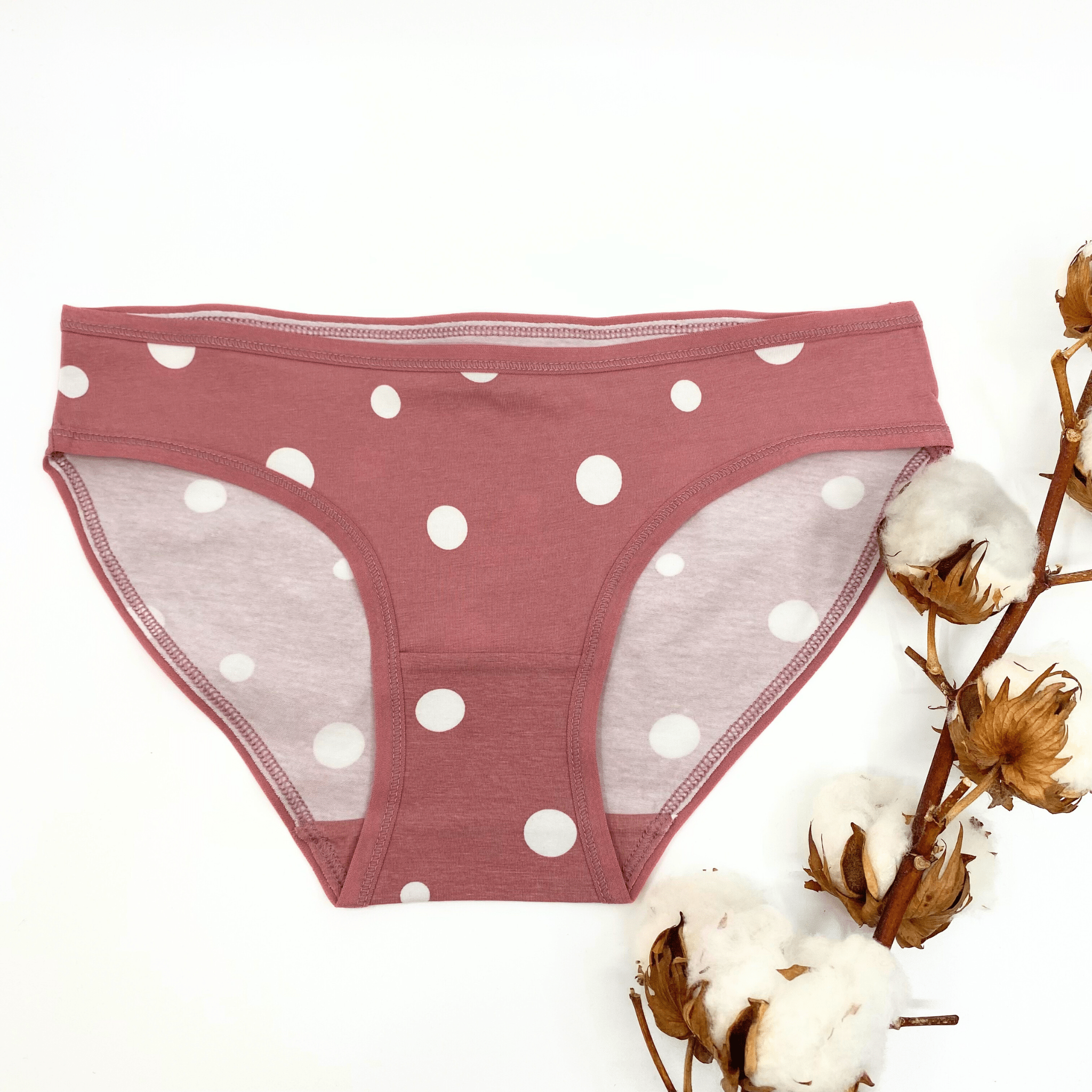 Girls' organic cotton knickers - pink with white dots - Y.O.U underwear