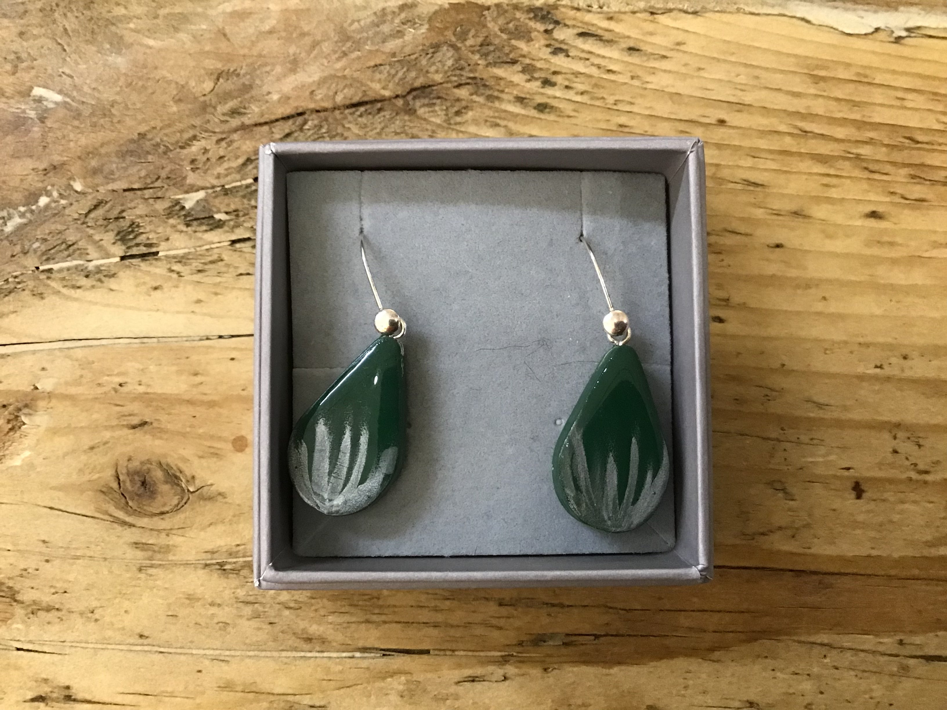 Tear Drop Dangle Earrings - recycled Y.O.U mailing bag