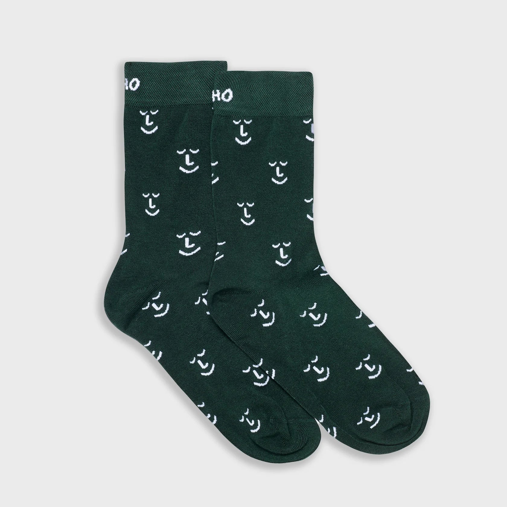 Leiho Forest Green Smiley Bamboo Socks - Y.O.U underwear