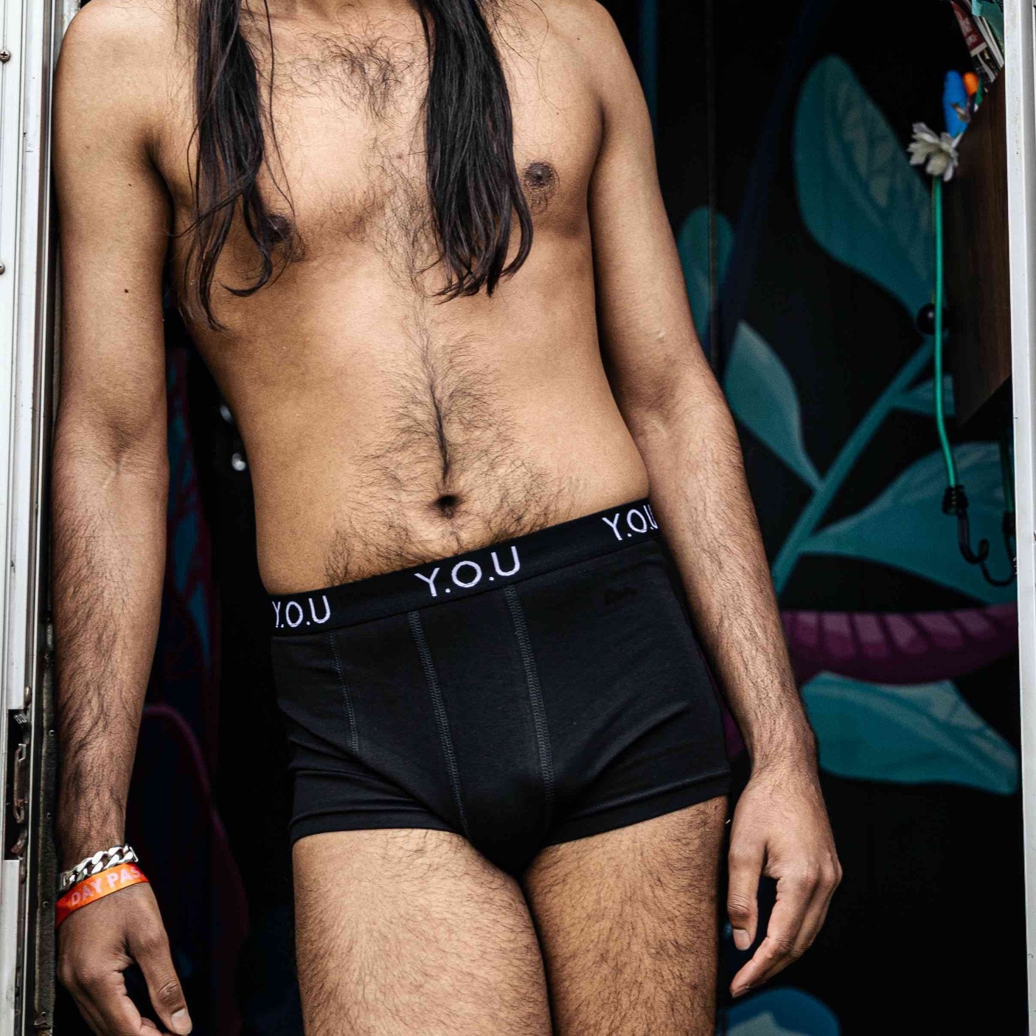 Men's organic cotton hipster trunks in black - Y.O.U underwear