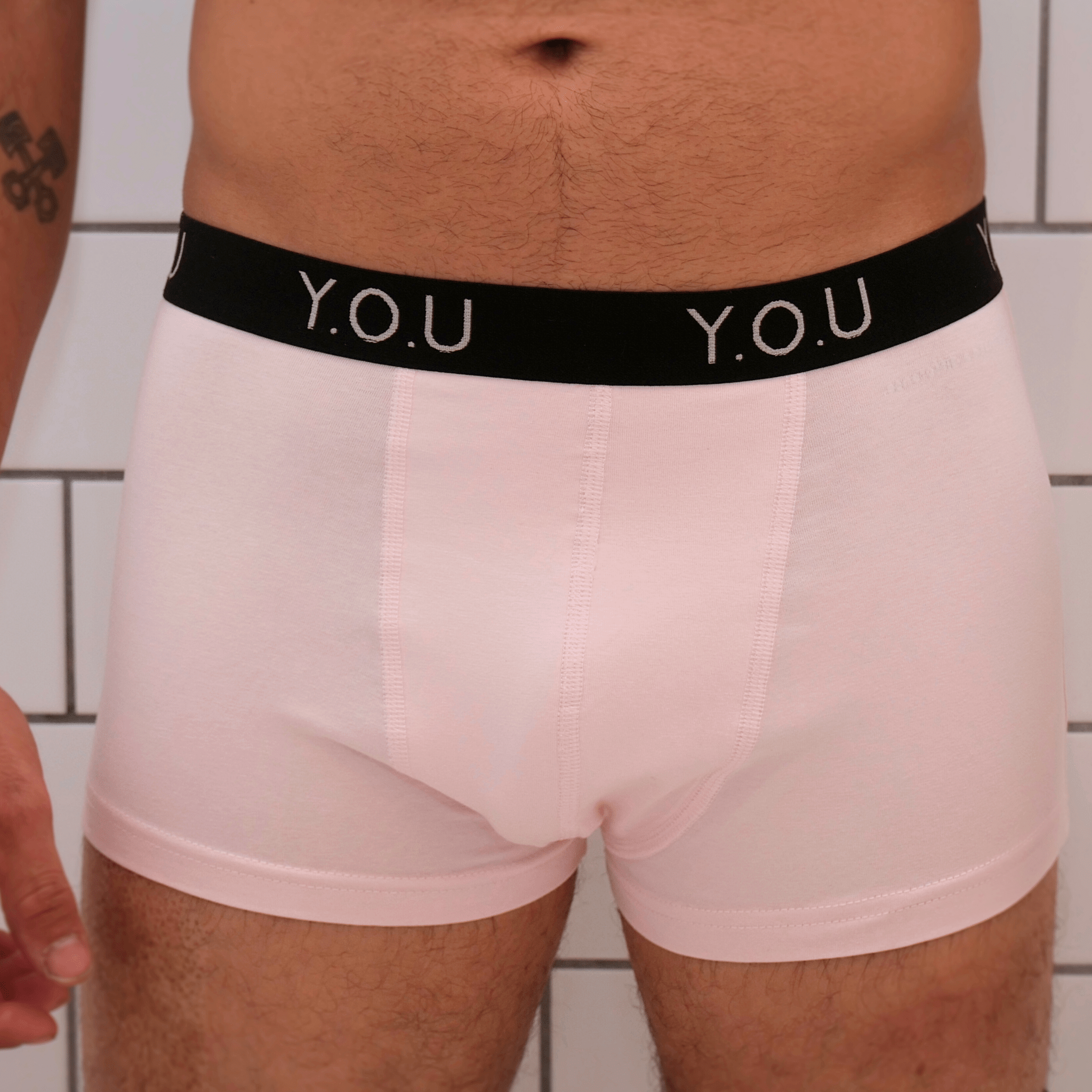 Men's organic cotton hipster trunks in light pink - Y.O.U underwear