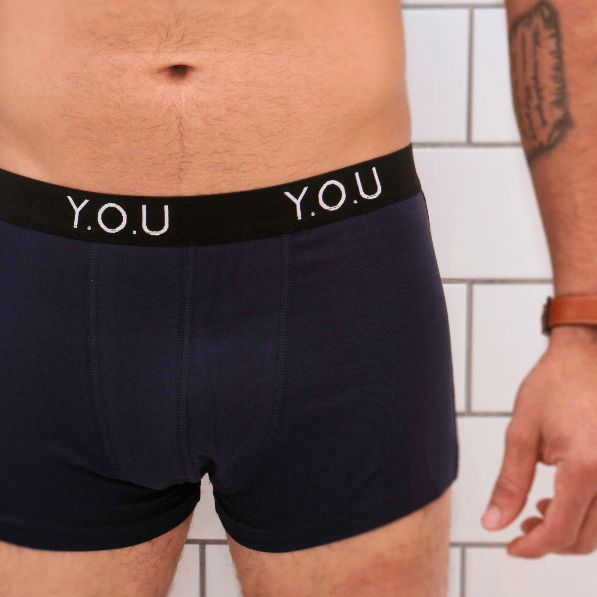 Men's organic cotton hipster trunks in navy blue - Y.O.U underwear