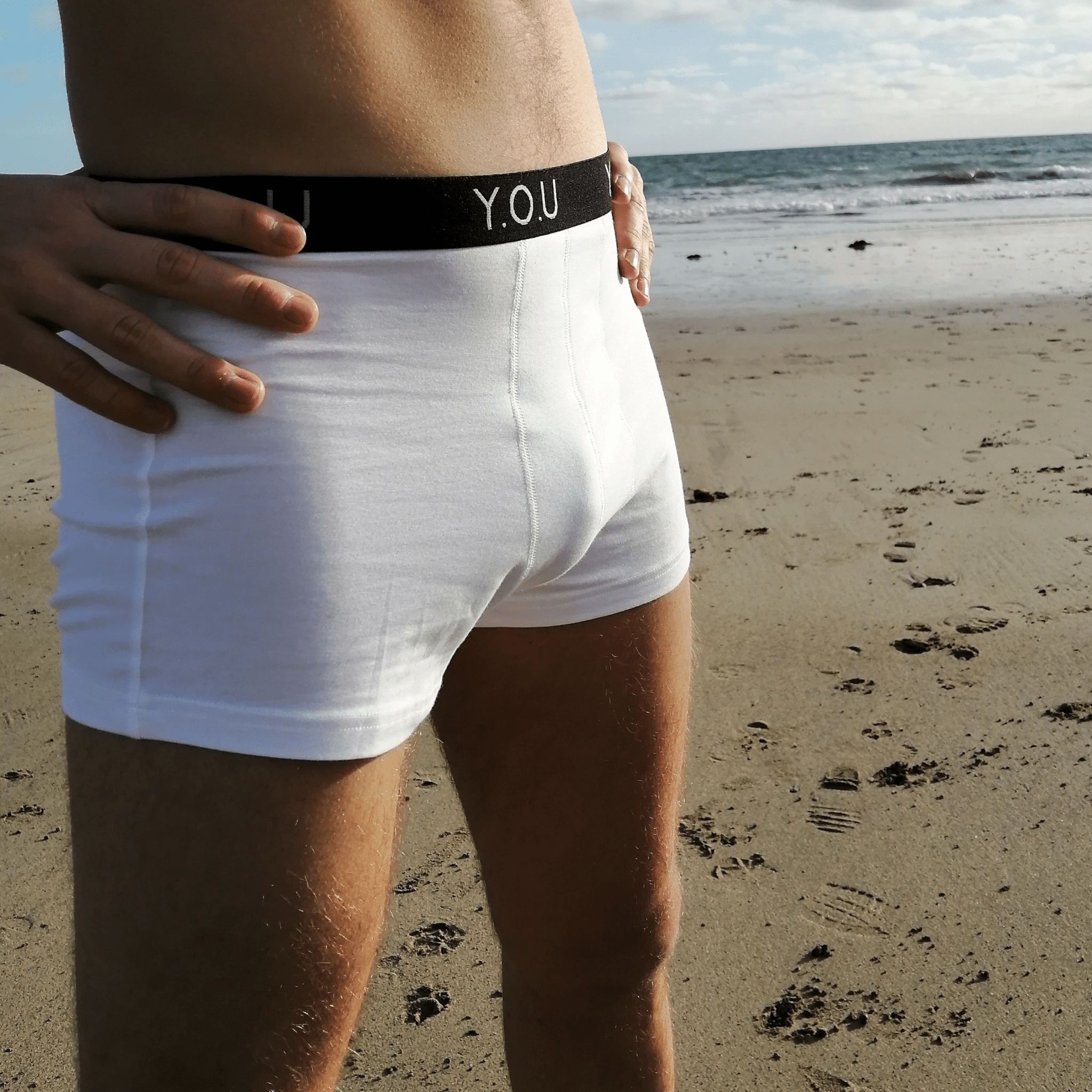 Men’s organic cotton hipster trunks in white - Y.O.U underwear