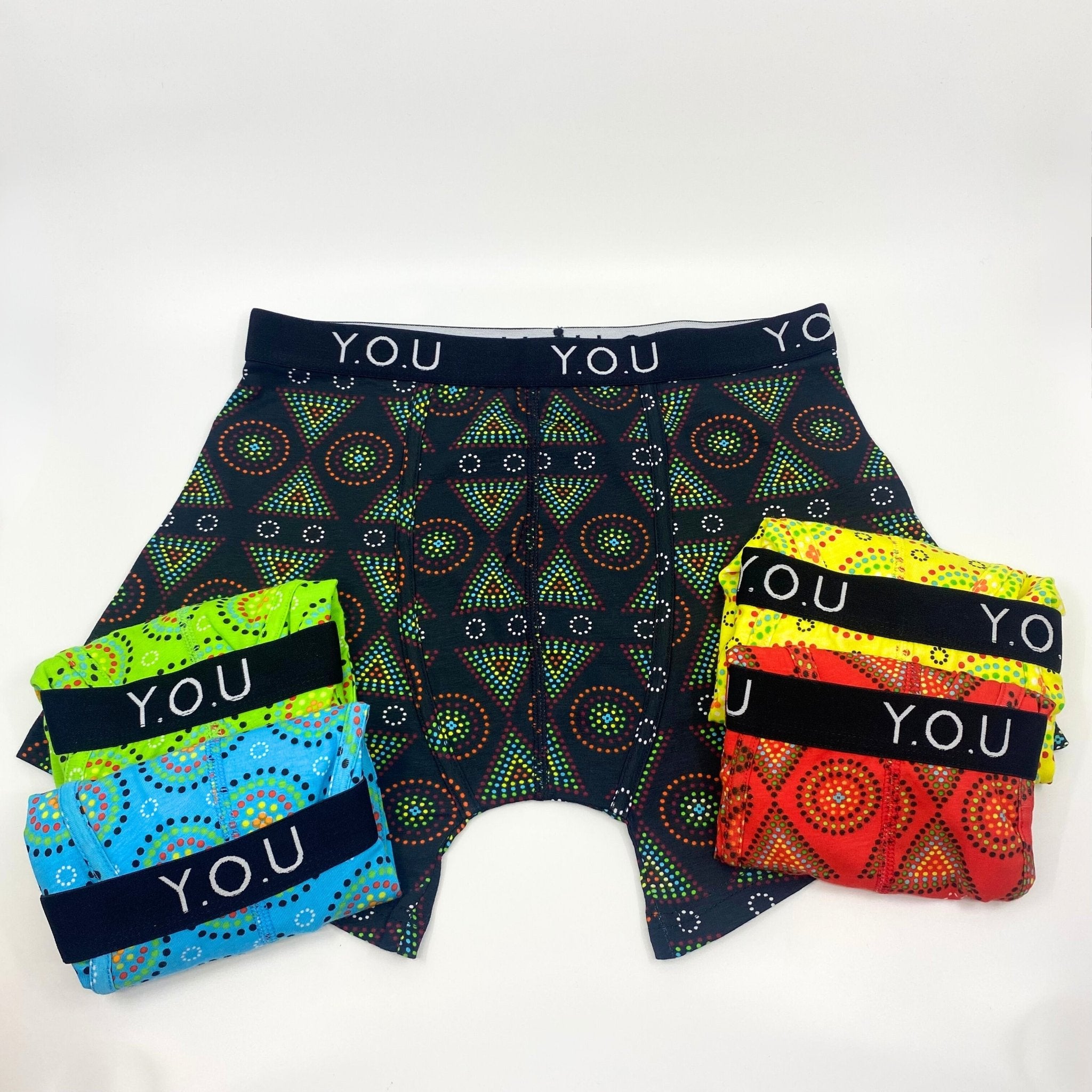 Men's Organic Cotton Mid - Length Trunks in Mara prints - pack of 5 - Y.O.U underwear