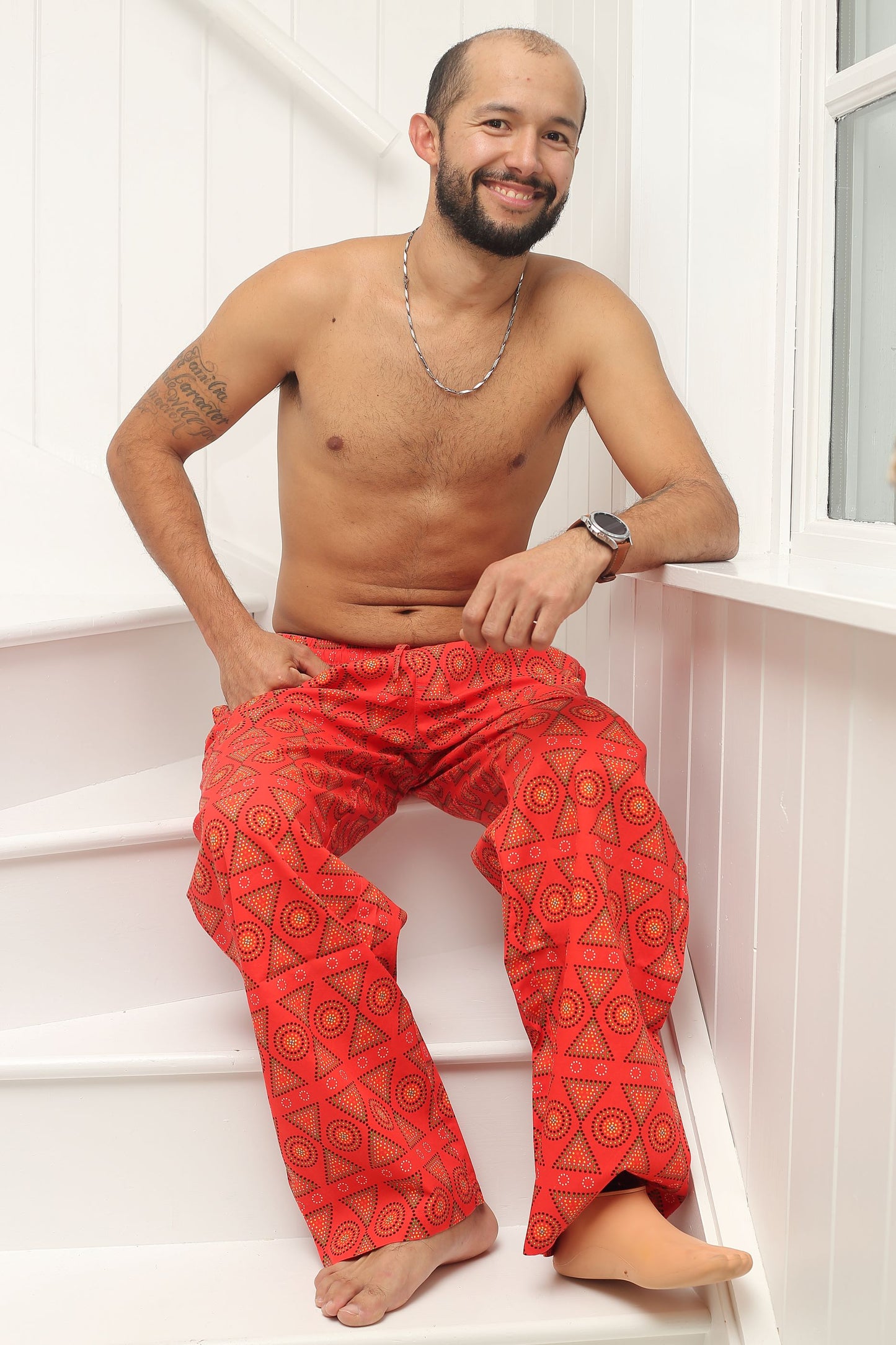 Pyjamas - organic cotton unisex pyjama bottoms - Red Mara design