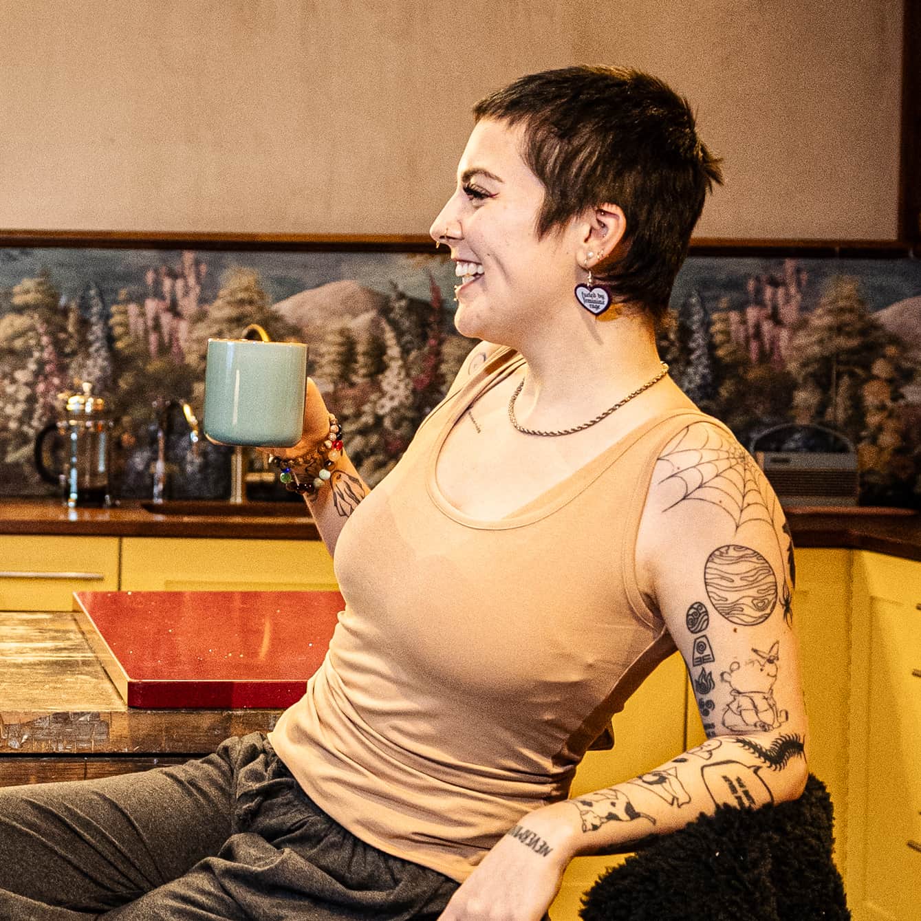 Organic cotton vest top - Almond - Y.O.U underwear