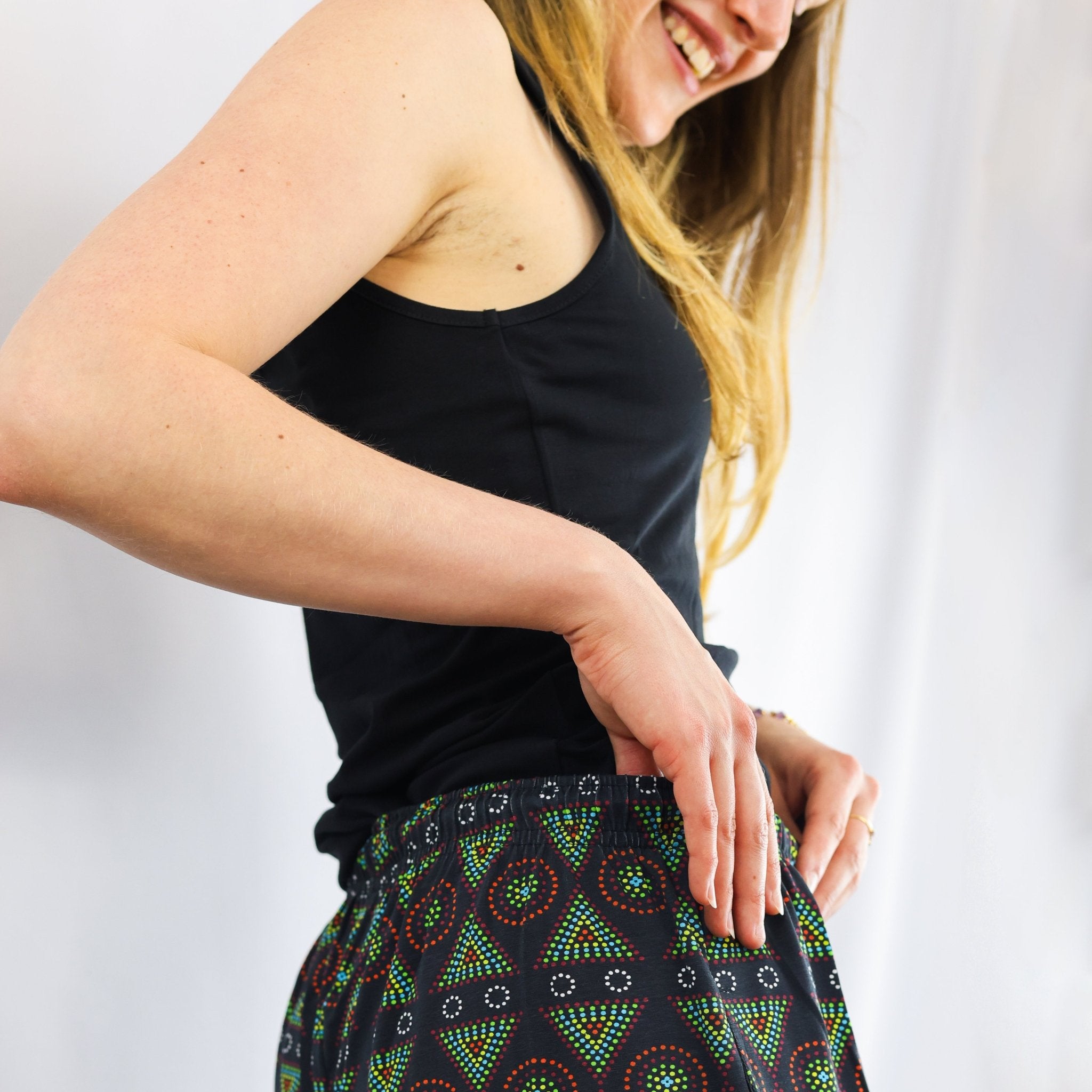 Organic cotton vest top - with hidden support - black - Y.O.U underwear