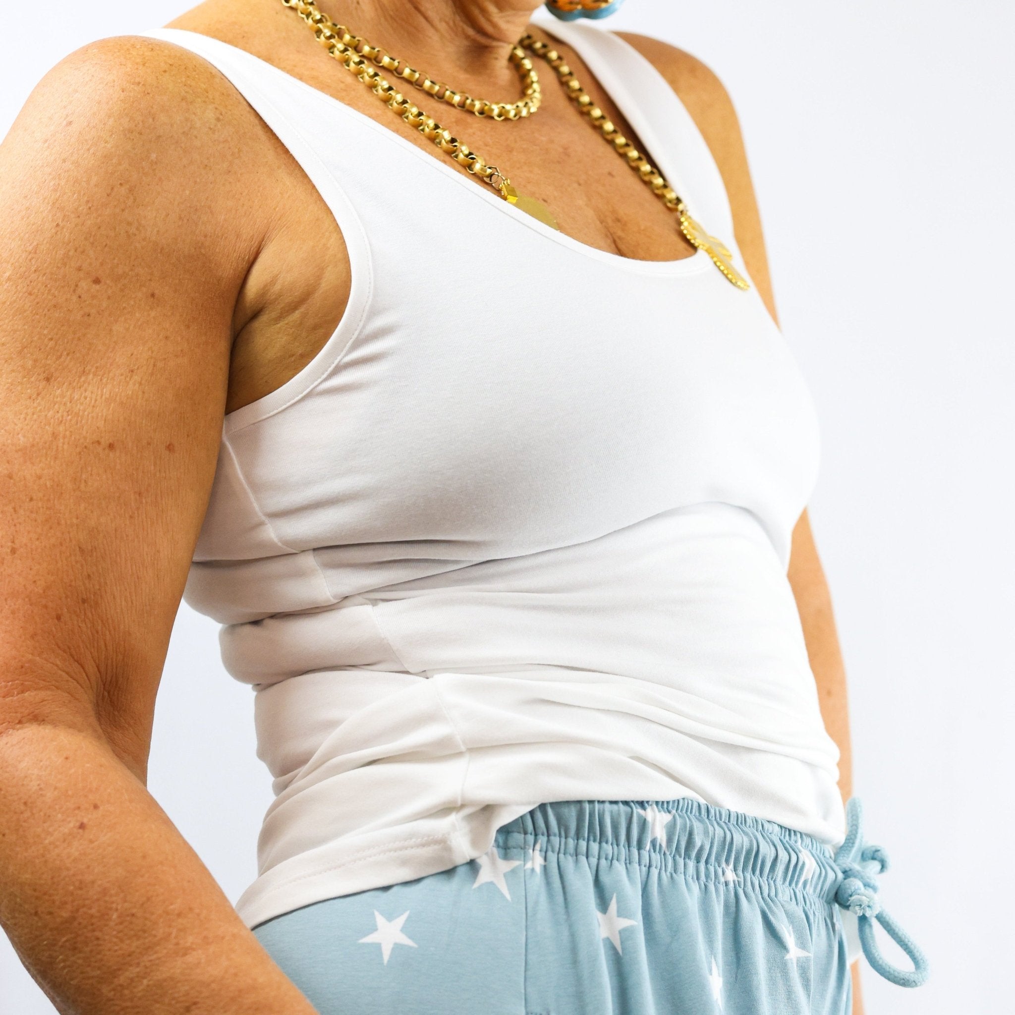 Organic cotton vest top - with hidden support - white - Y.O.U underwear