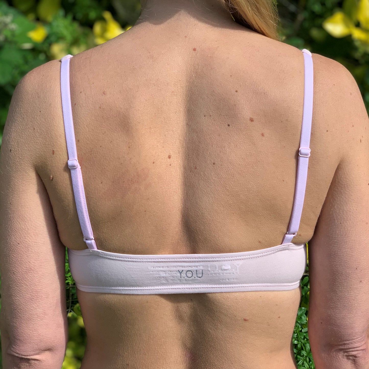 Women's organic cotton matching bralette and mid-rise bikini set - Light Pink