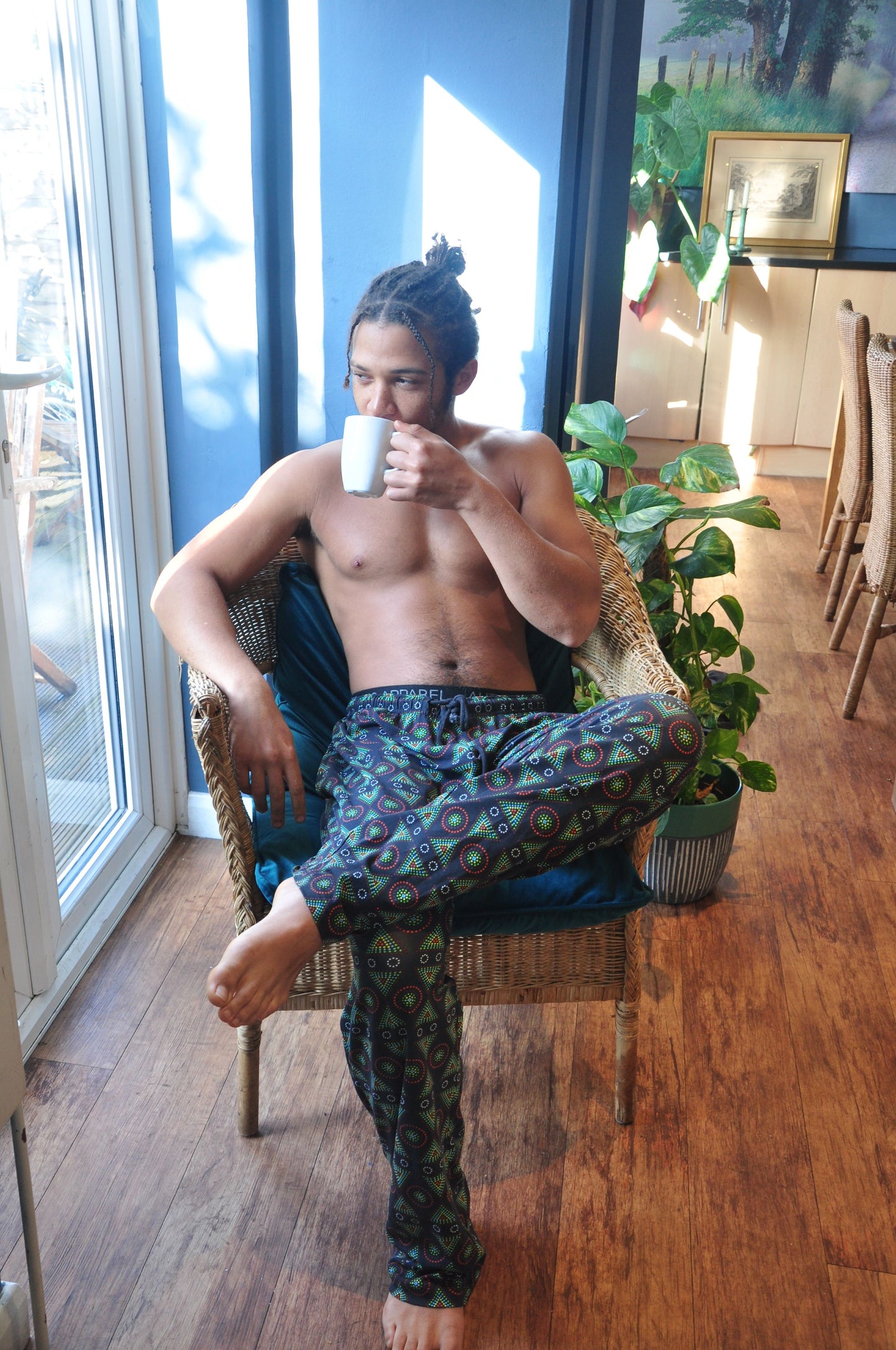 Pyjamas - organic cotton unisex pyjama bottoms - Black Mara design
