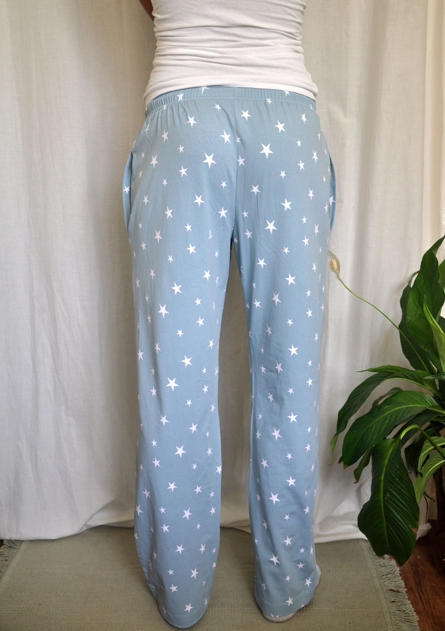 Pyjamas - organic cotton unisex pyjama bottoms - blue stars pattern