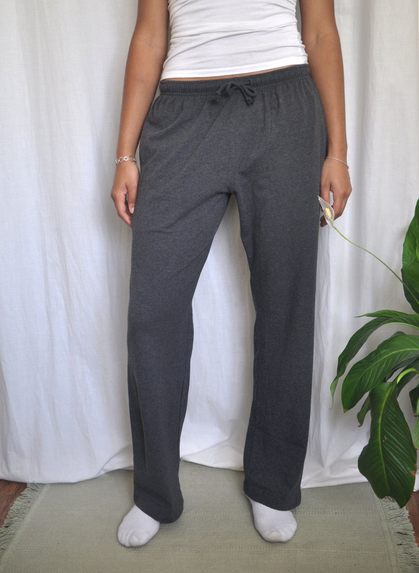 Pyjamas - organic cotton unisex pyjama bottoms - charcoal / dark grey