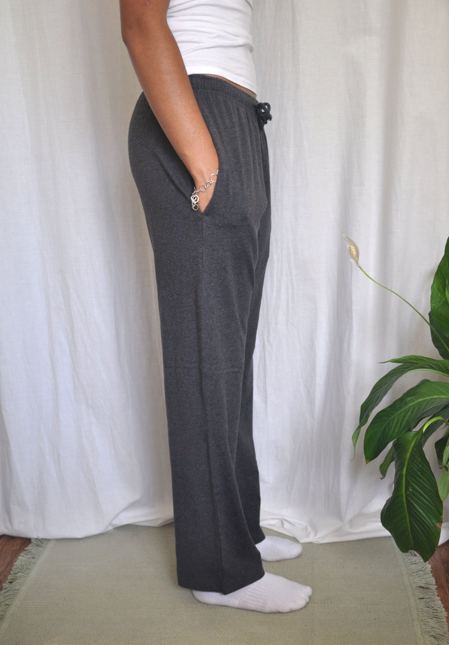 Pyjamas - organic cotton unisex pyjama bottoms - charcoal / dark grey