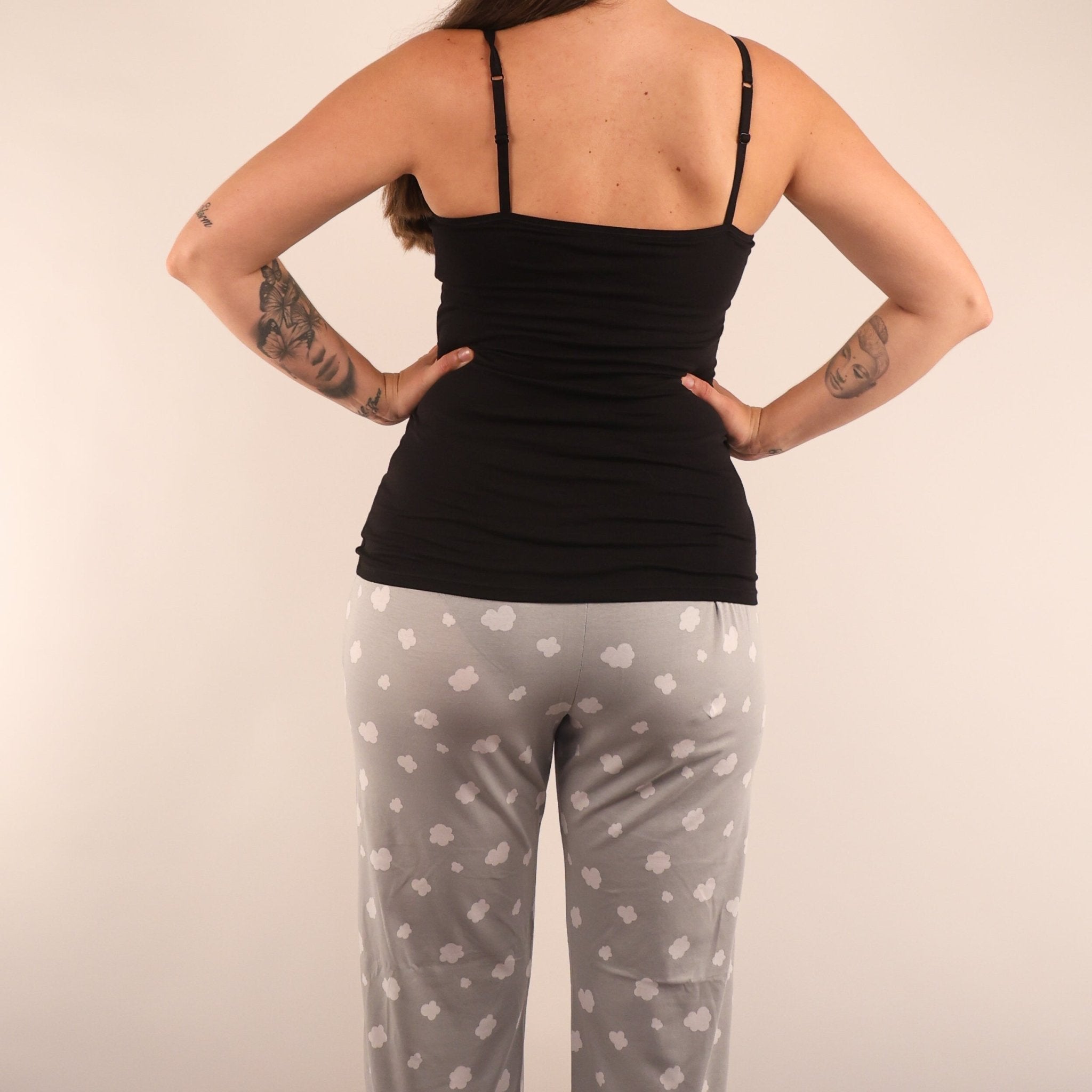 Pyjamas - organic cotton unisex pyjama bottoms - grey clouds pattern - Y.O.U underwear