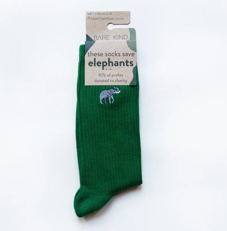 Ribbed Elephant Socks - Bare Kind Bamboo Socks - Save Elephants - Y.O.U underwear