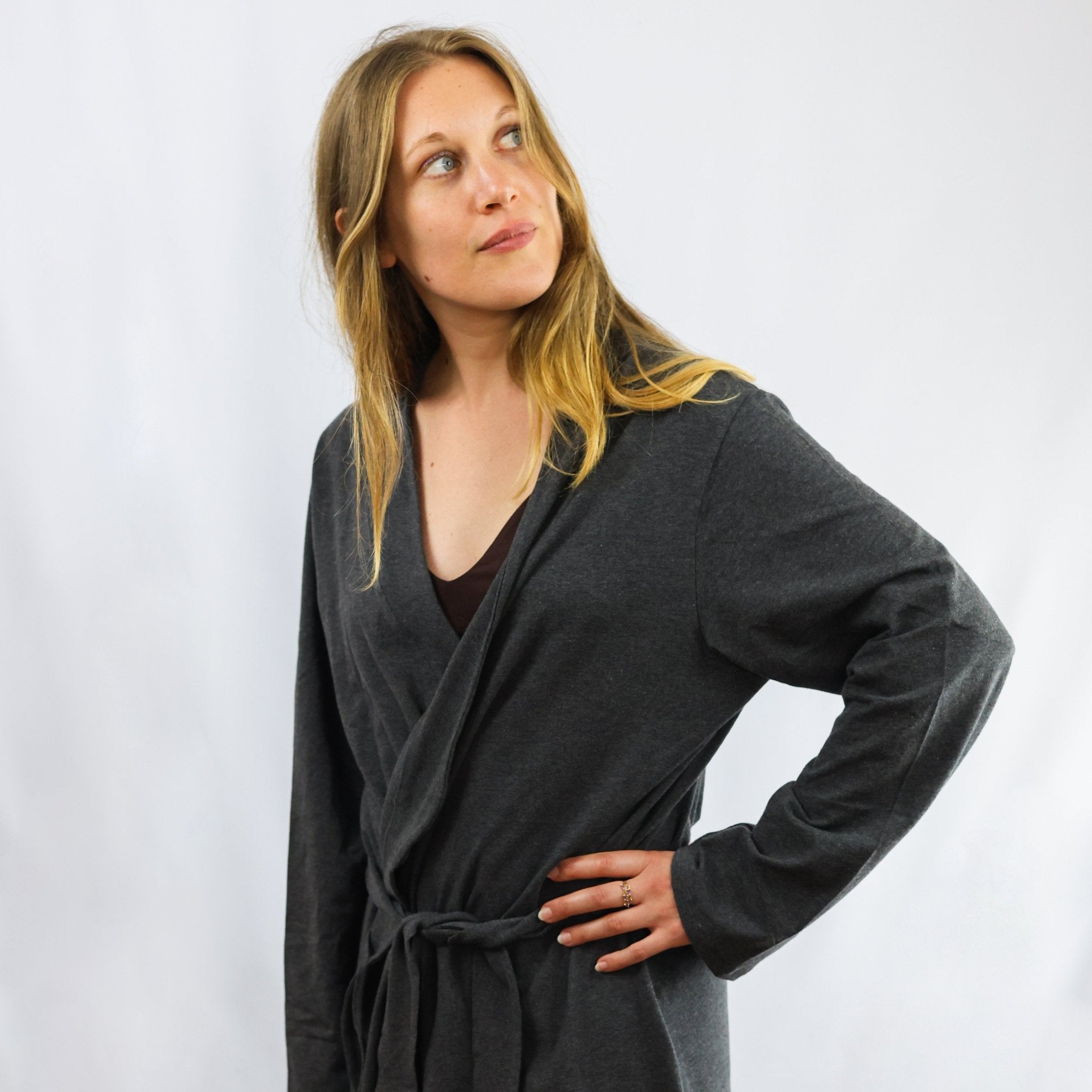 Robe - organic cotton unisex robe - charcoal grey - Y.O.U underwear