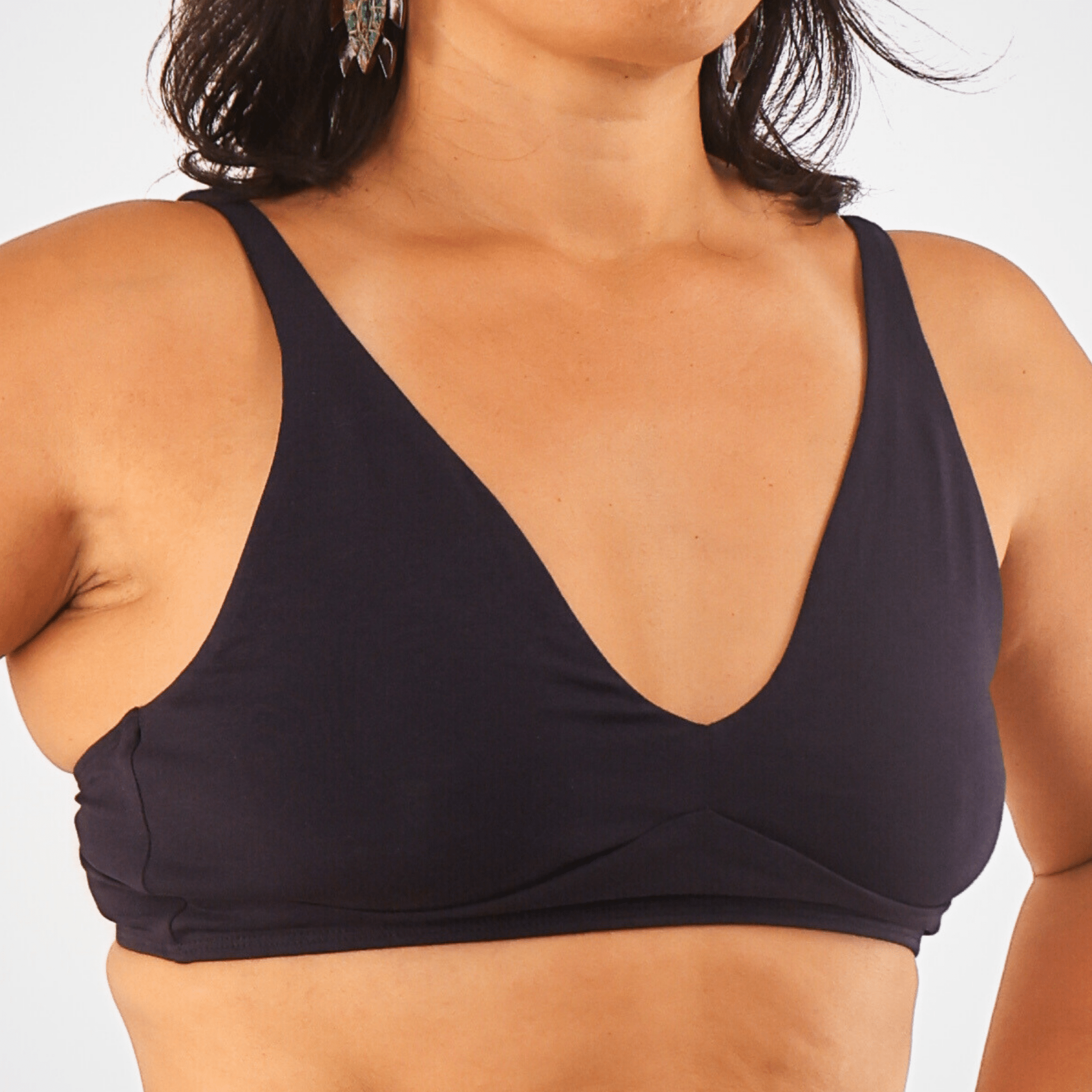 Sample Sale - Women's organic cotton bralette in Navy - Washed - Y.O.U underwear