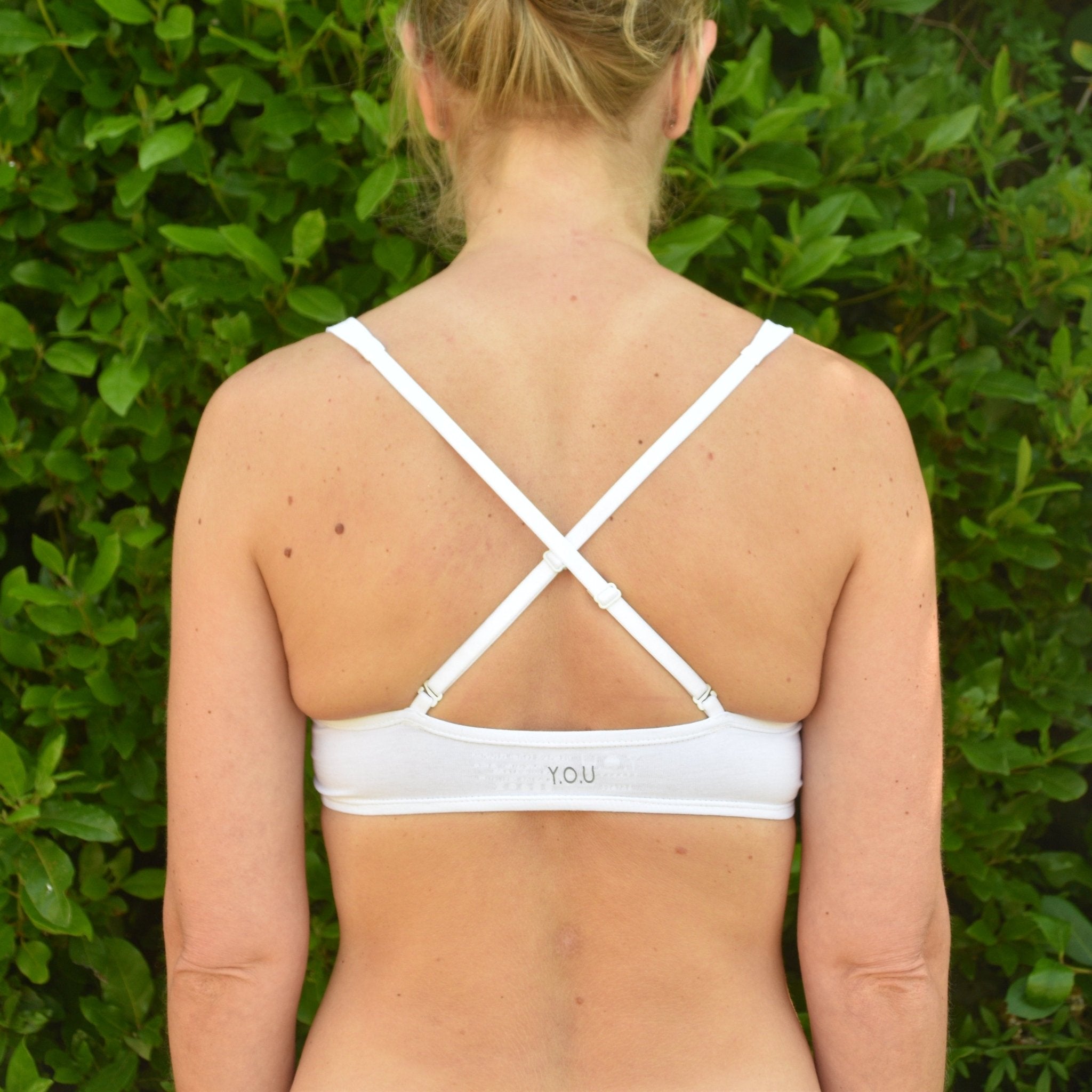 Sample Sale - Women's organic cotton bralette in white - original design - Y.O.U underwear