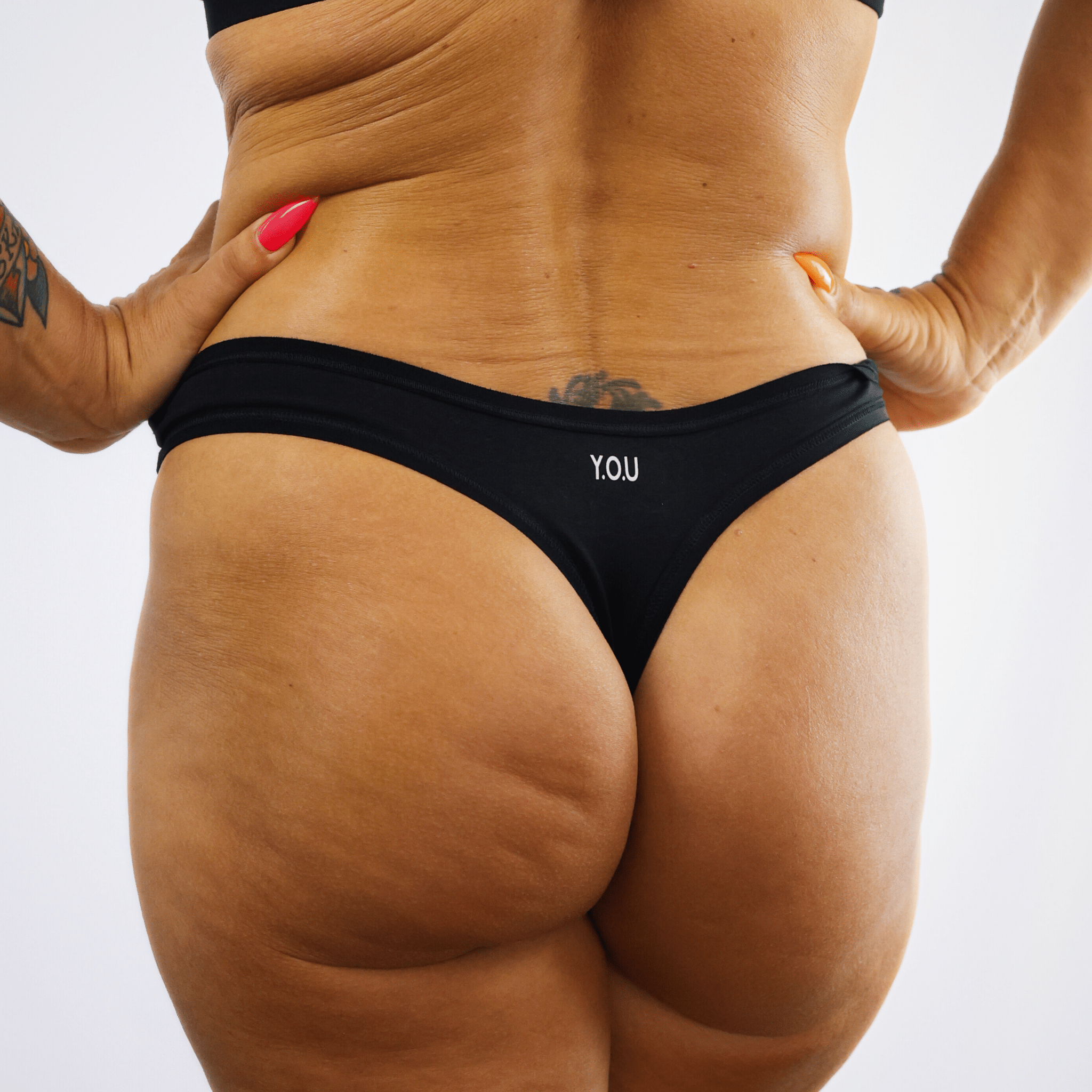 Sample Sale - Women's organic cotton thong in black - Y.O.U underwear