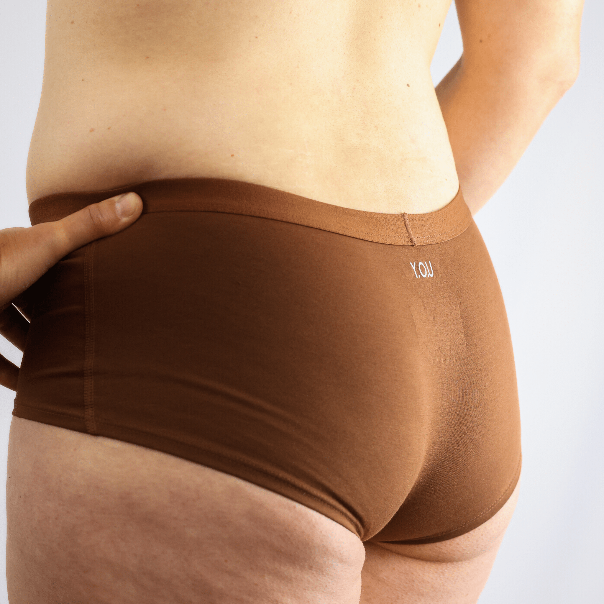 Women's organic cotton boy shorts in chestnut (mid nude) - Y.O.U underwear