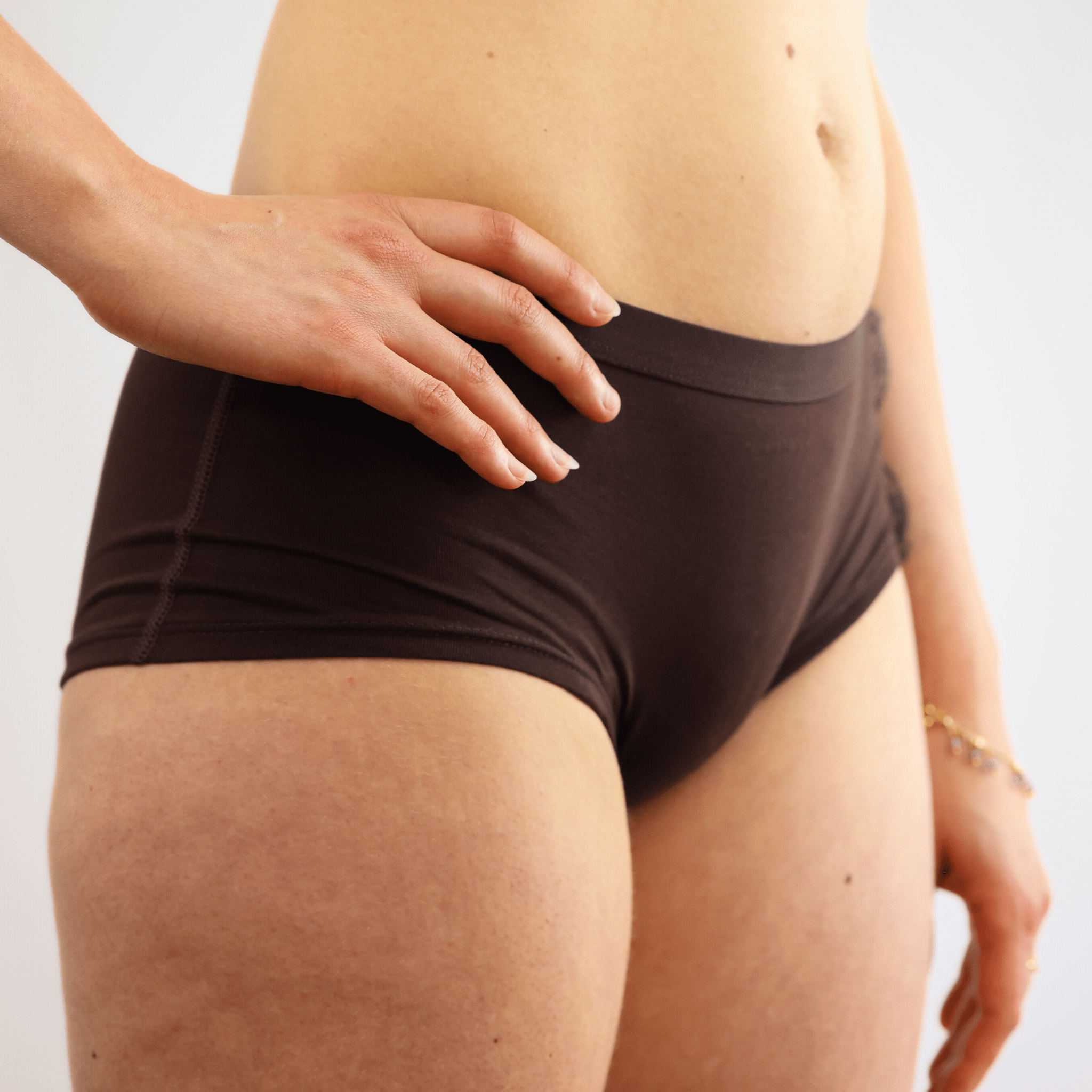 Women's organic cotton boy shorts in cocoa (dark nude) - Y.O.U underwear