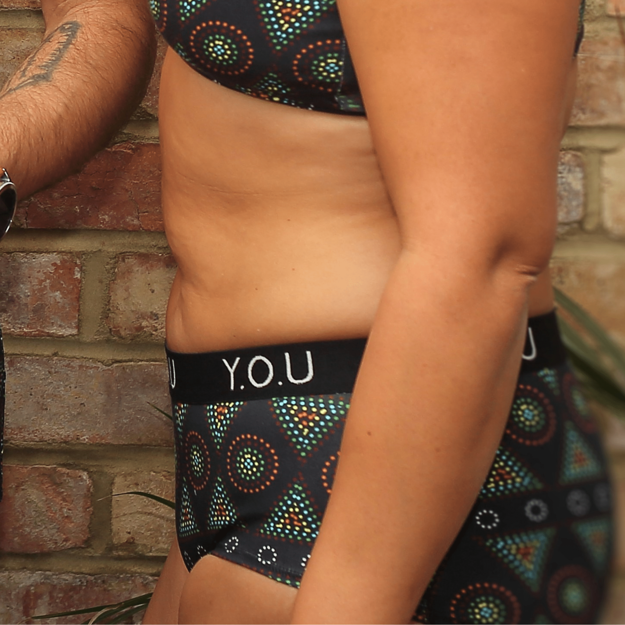 Women’s organic cotton boy shorts with Y.O.U elastic - Black Mara design - Y.O.U underwear