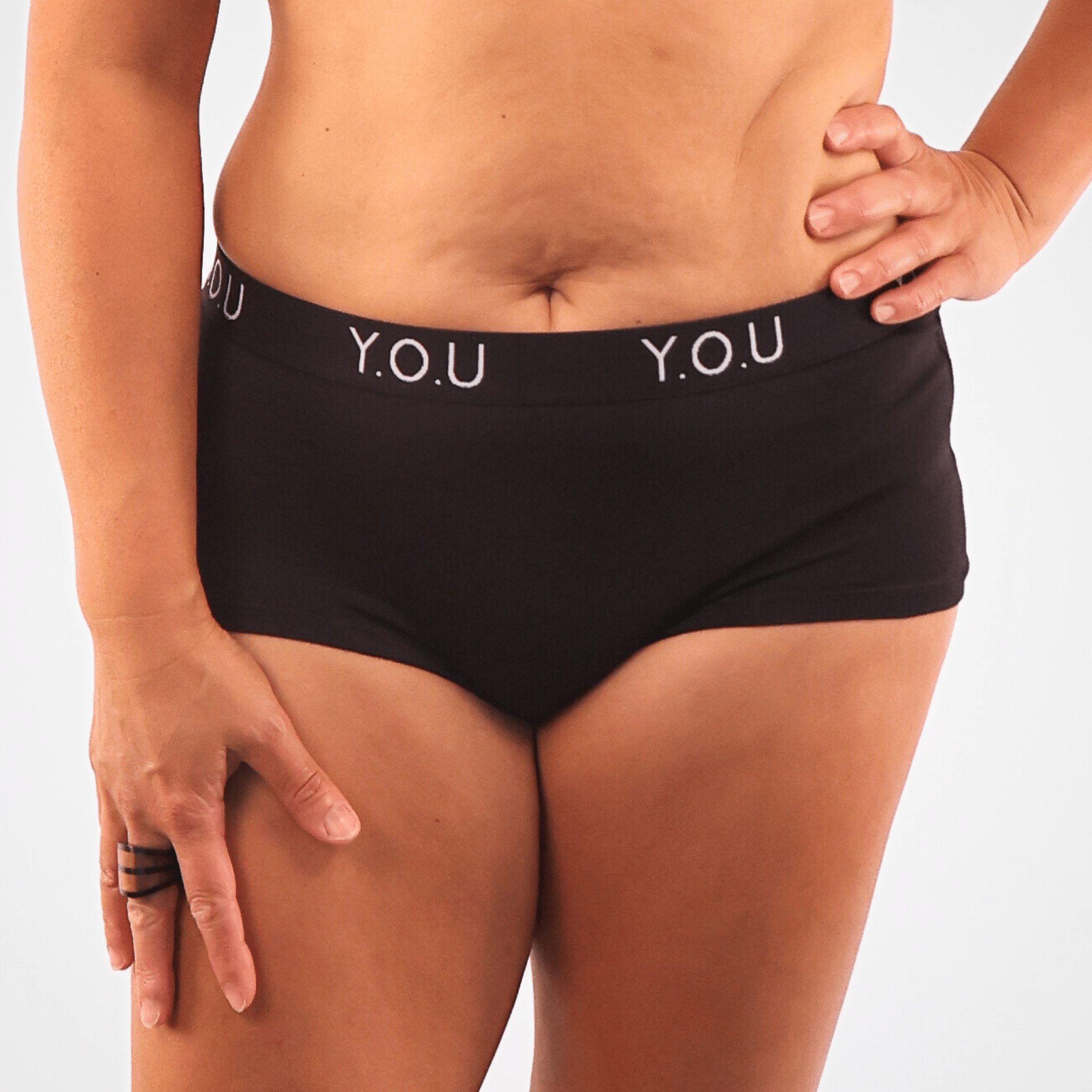 Women’s organic cotton boy shorts with Y.O.U elastic in black - Y.O.U underwear