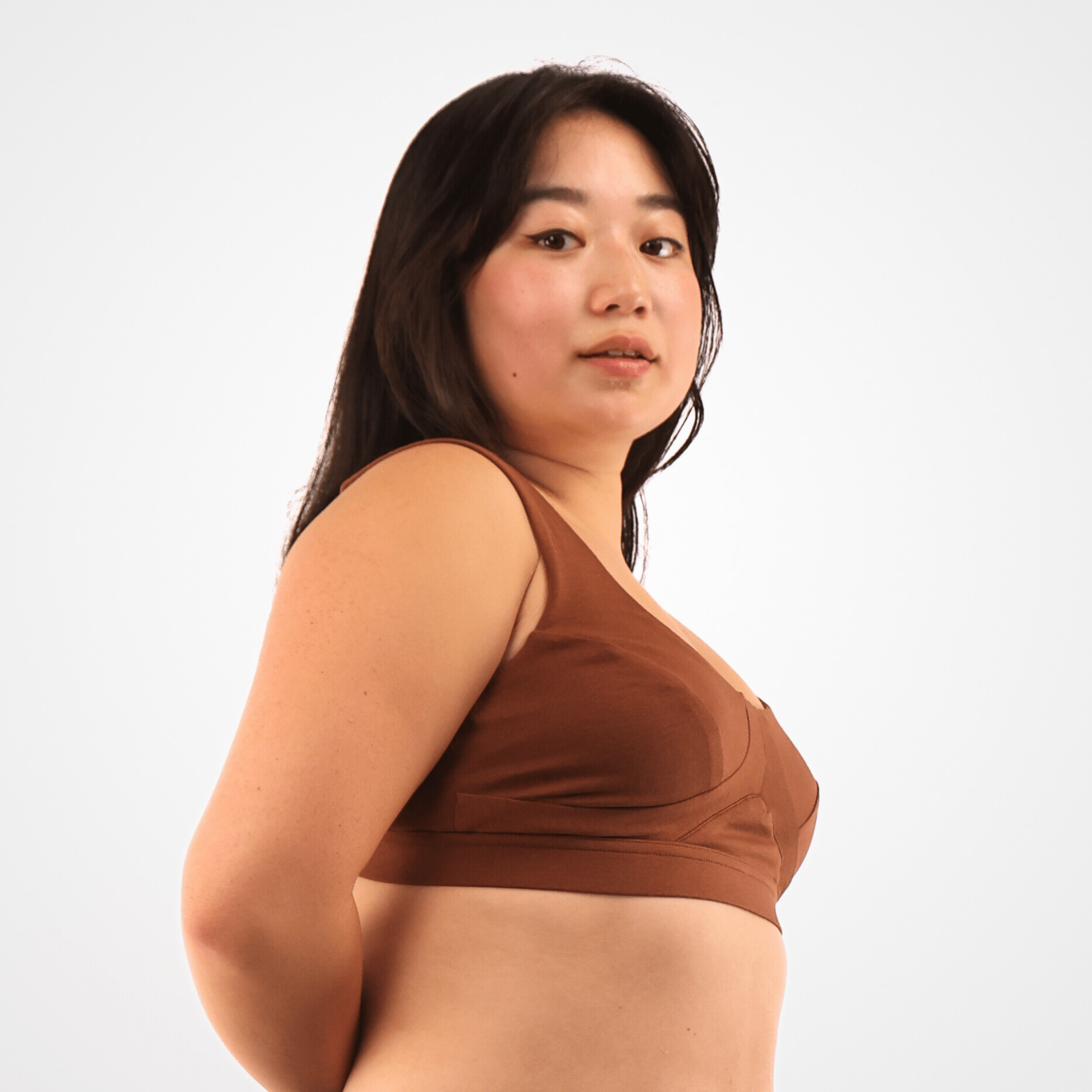Women's organic cotton bra in chestnut - more supportive style - Y.O.U underwear