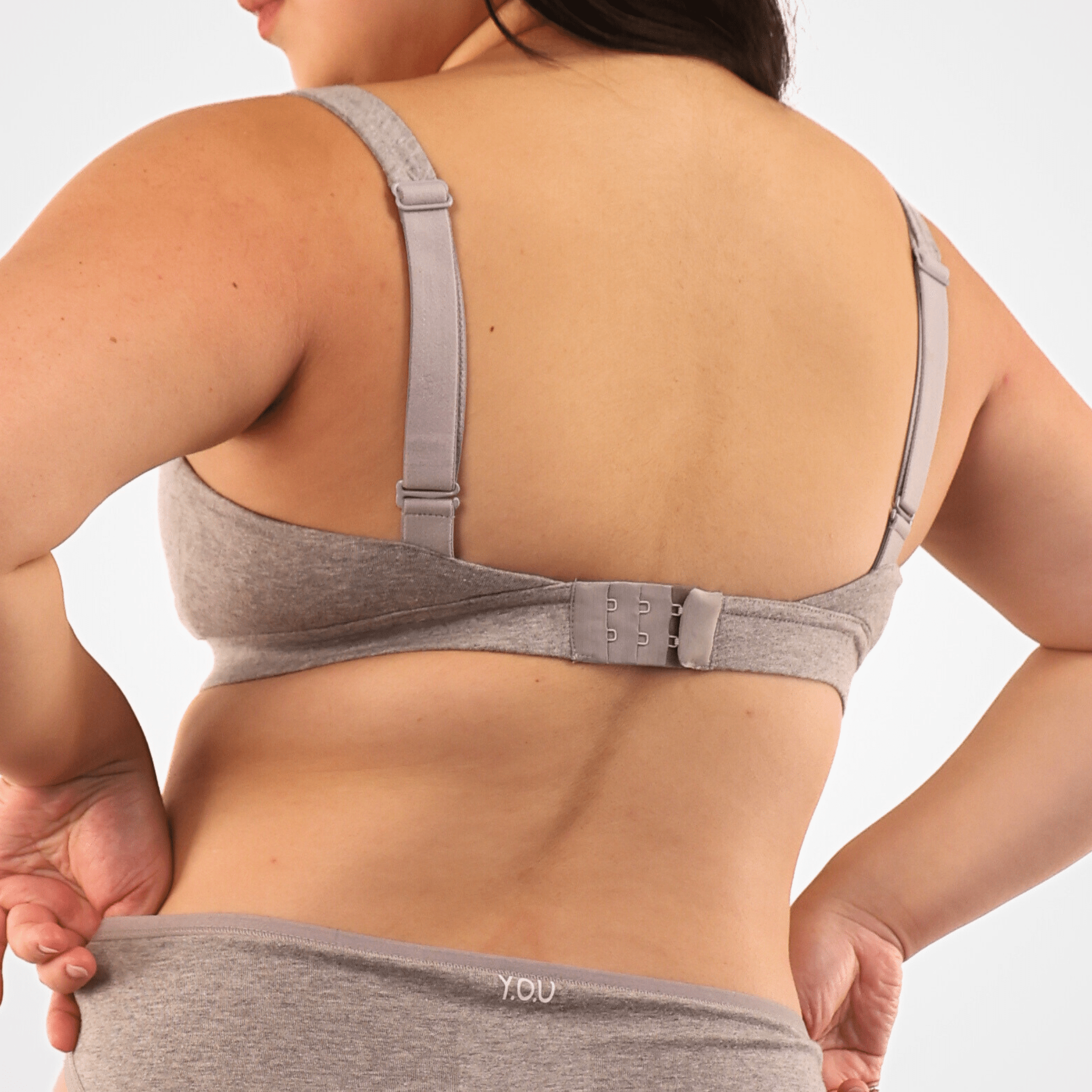 Women's organic cotton bra in light grey (heather grey) - more supportive style - Y.O.U underwear