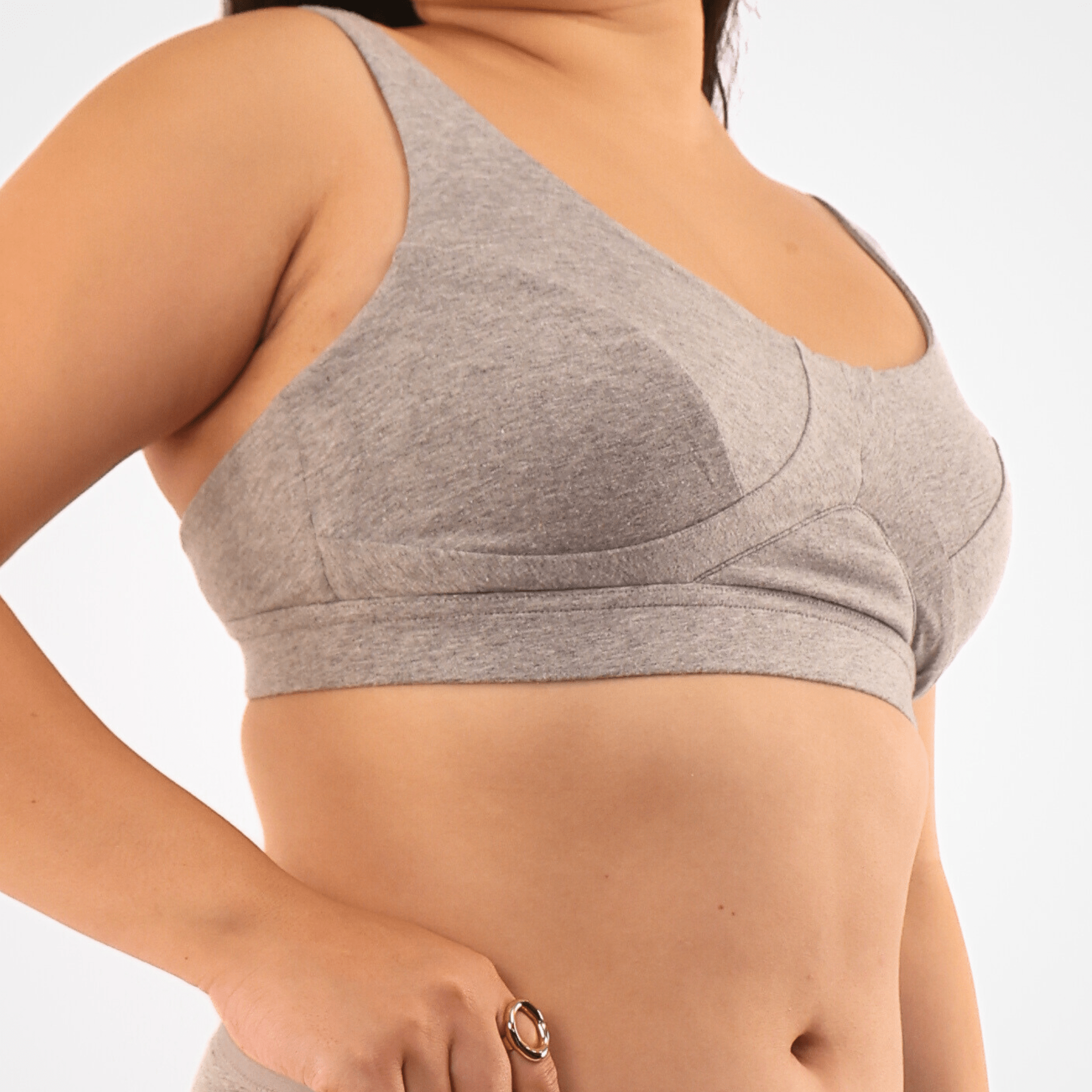 Women's organic cotton bra in light grey (heather grey) - more supportive style - Y.O.U underwear