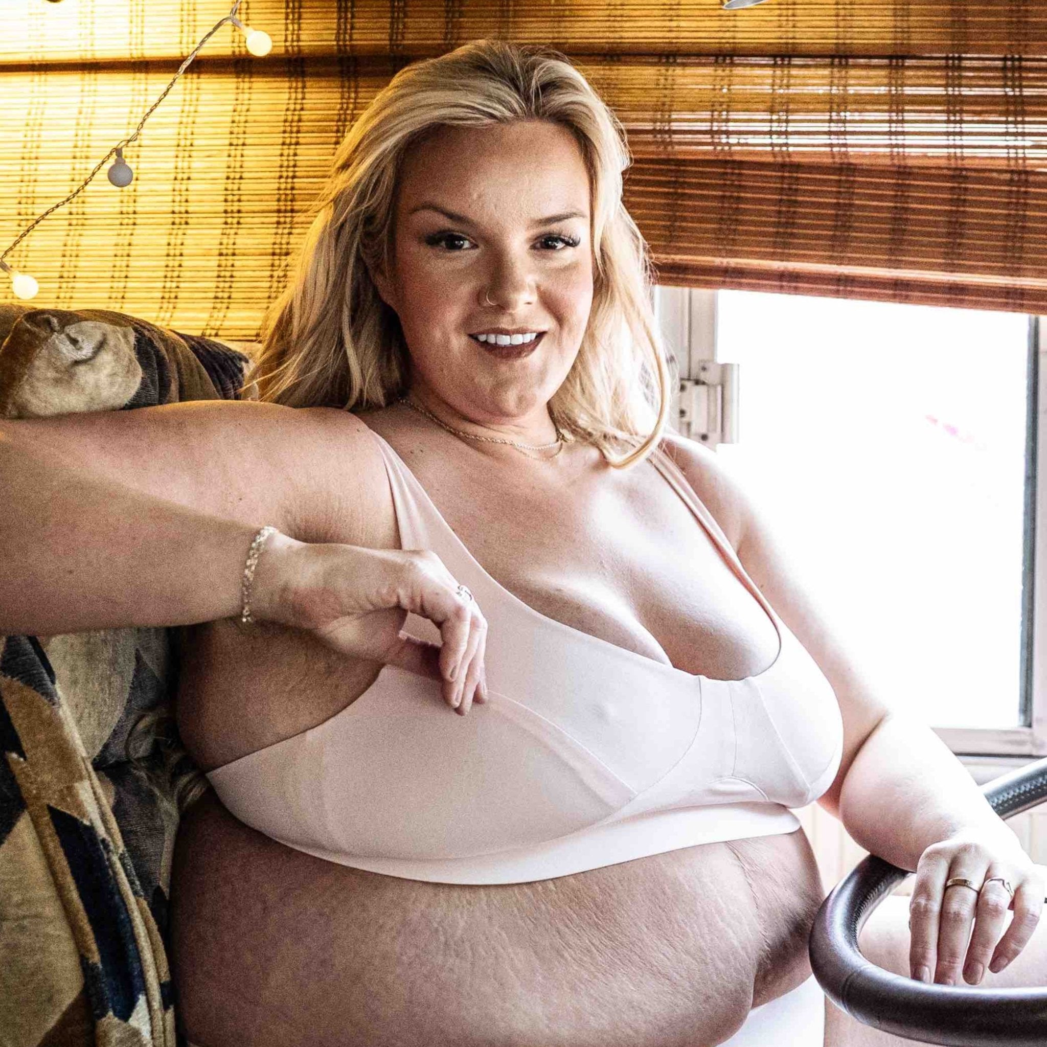 Women's organic cotton bra in light pink - more supportive style - Y.O.U underwear