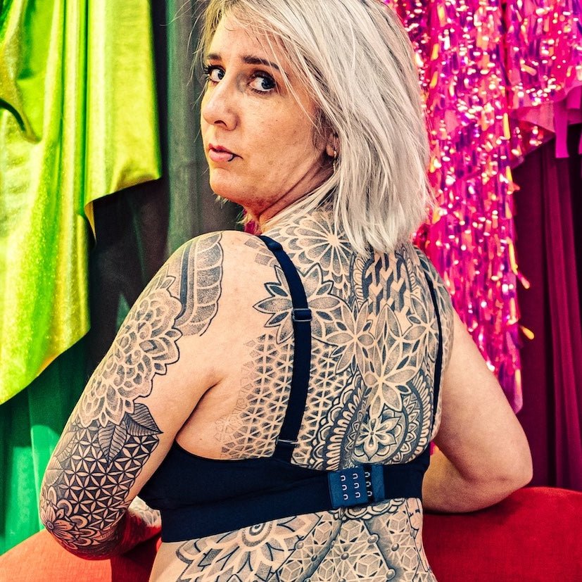 Women's organic cotton bra in navy blue - more supportive style - Y.O.U underwear