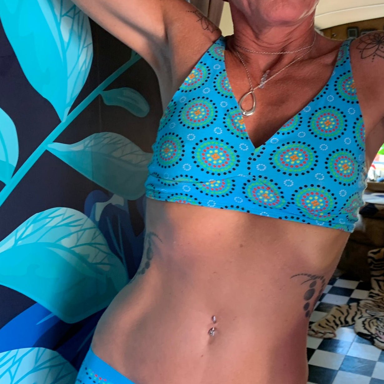 Women's organic cotton bralette - Blue Mara design - Y.O.U underwear