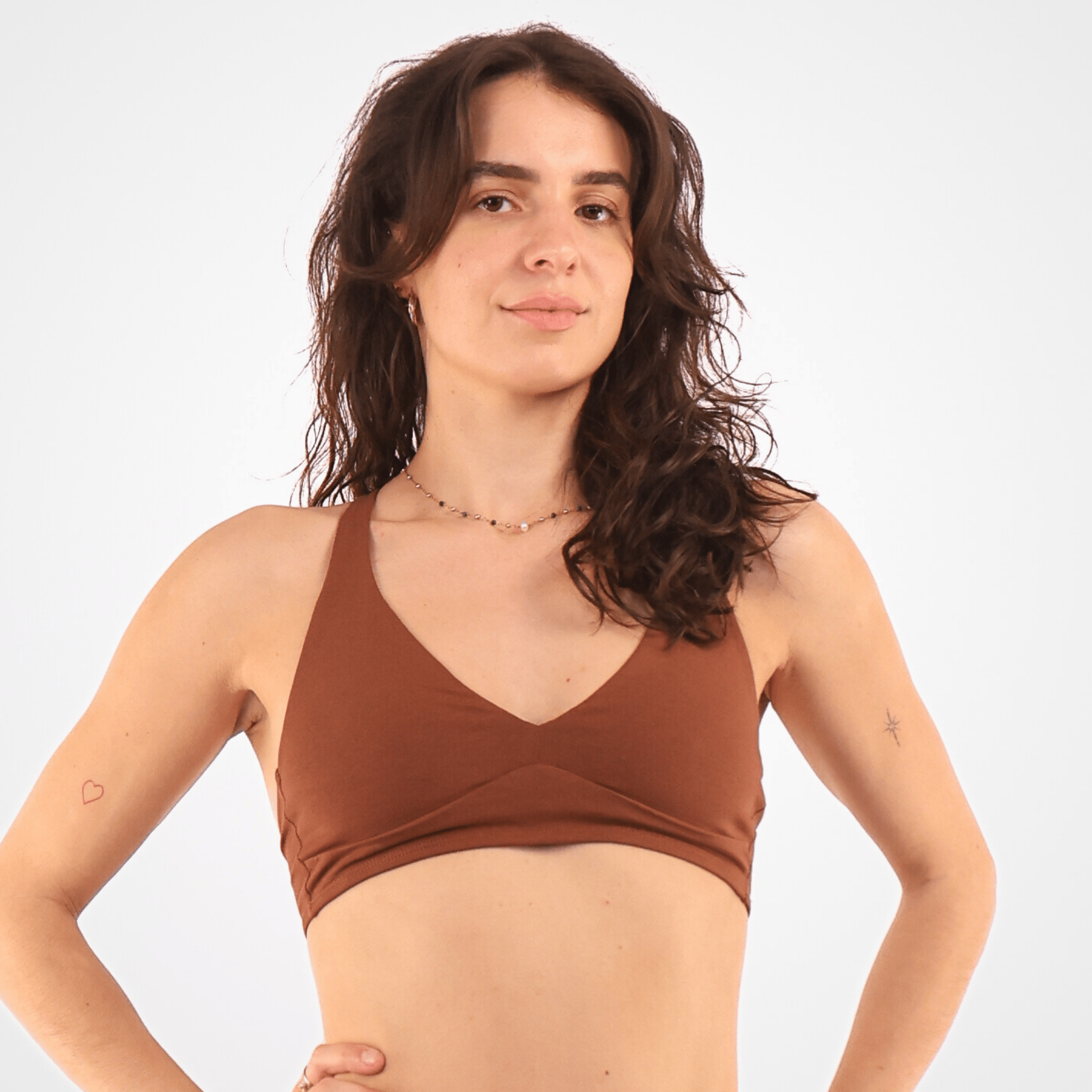 Women's organic cotton bralette in chestnut (mid nude) - Y.O.U underwear
