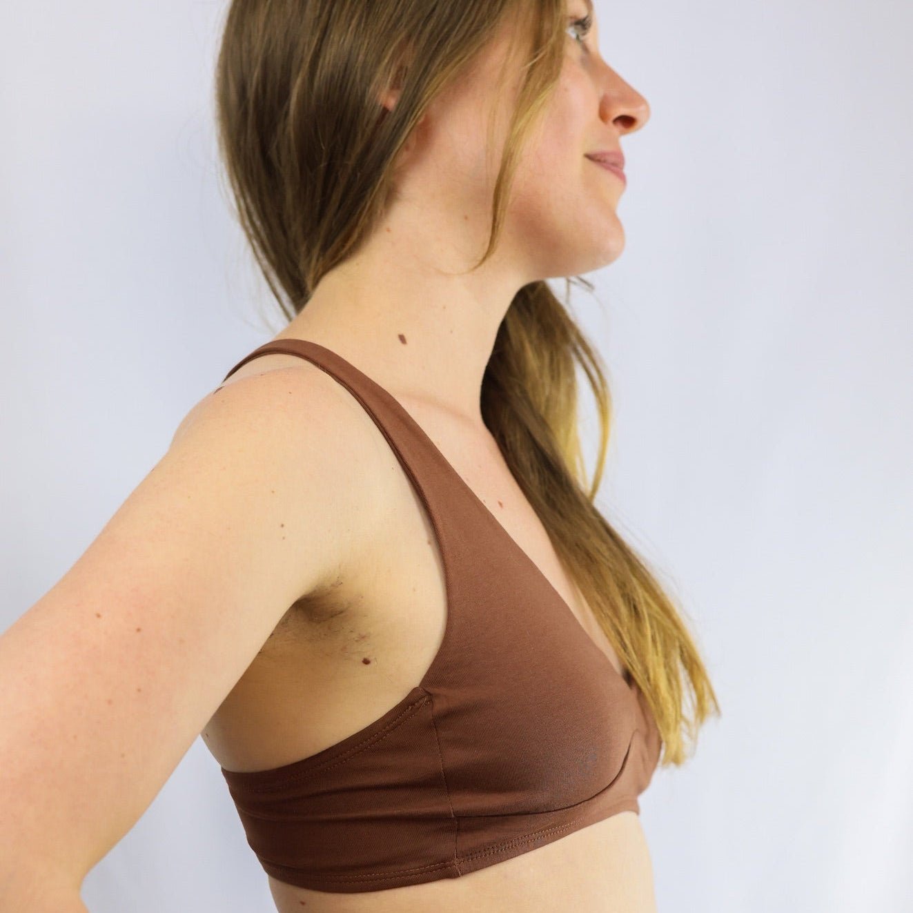 Women's organic cotton bralette in chestnut (mid nude) - Y.O.U underwear