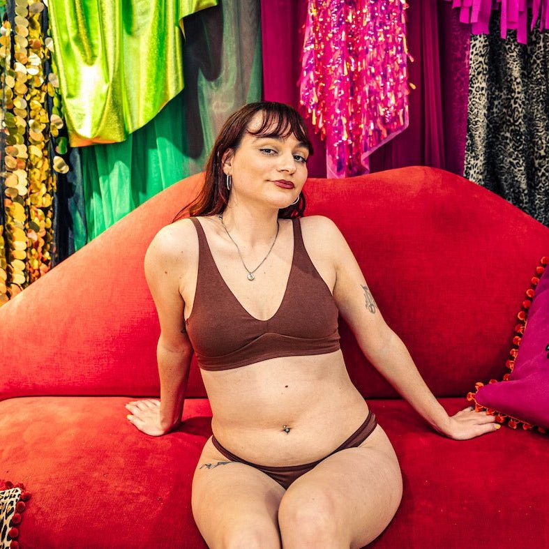 Women's organic cotton bralette in chestnut (mid nude) - Y.O.U underwear