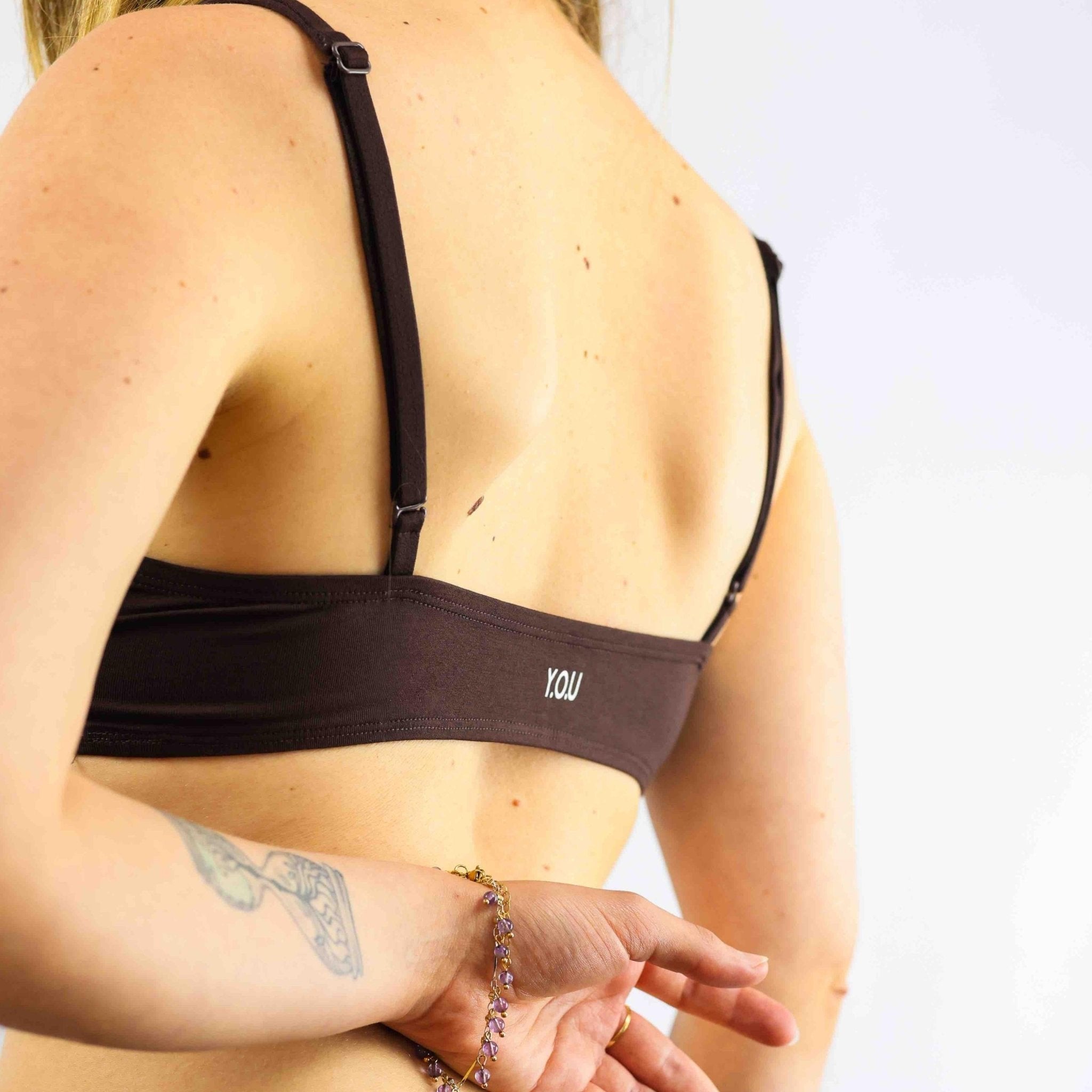 Women's organic cotton bralette in cocoa (dark nude) - Y.O.U underwear