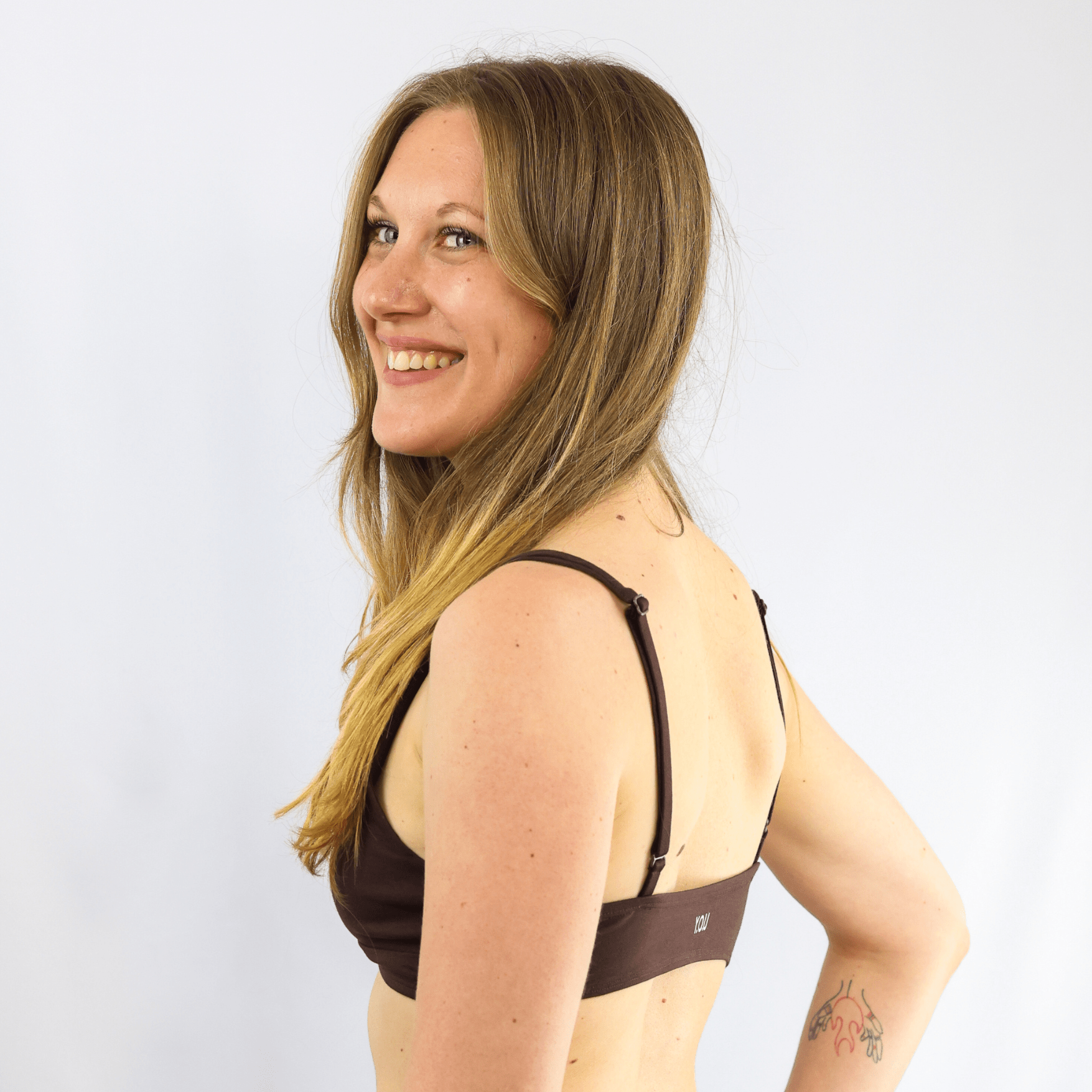 Women's organic cotton bralette in cocoa (dark nude) - Y.O.U underwear