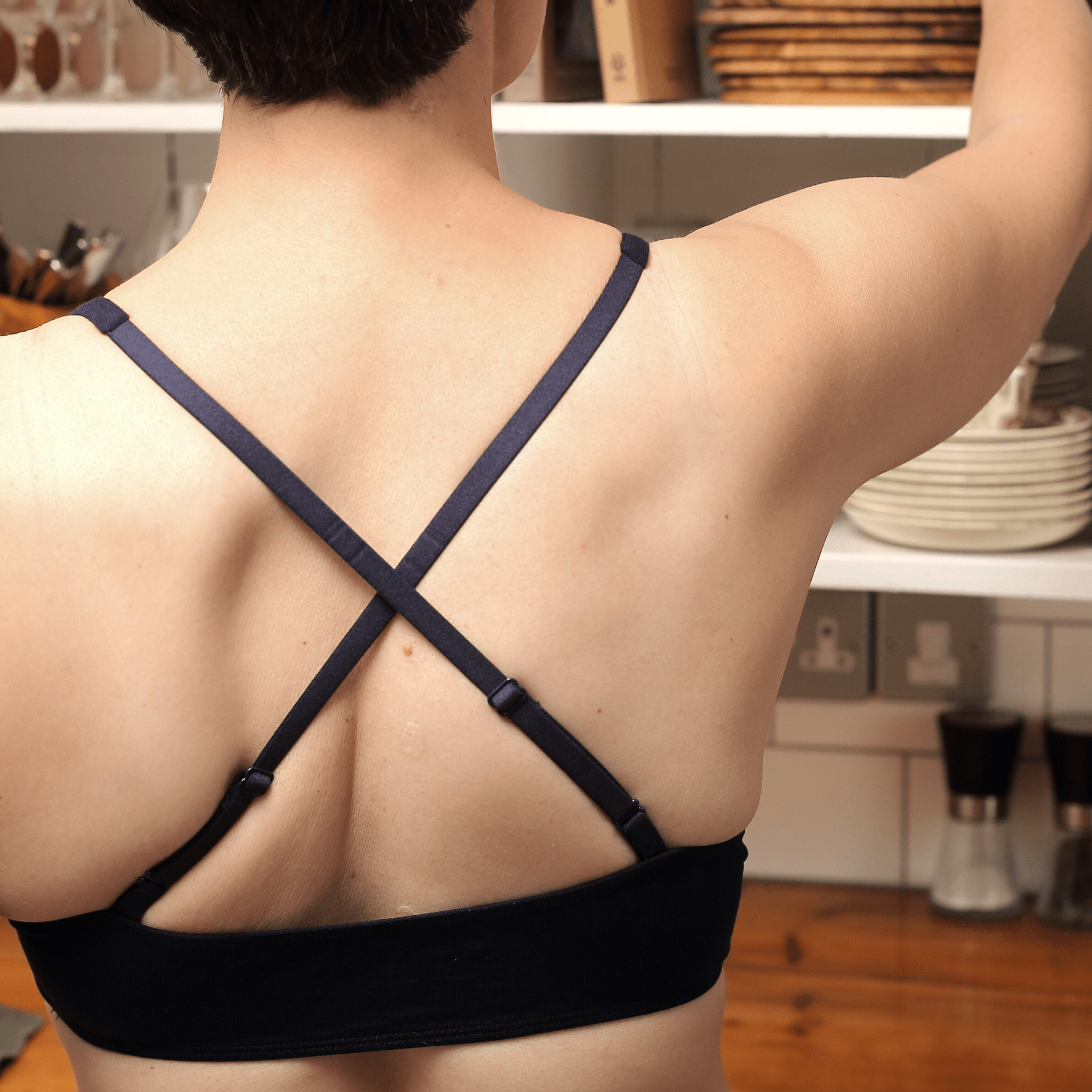 Women's organic cotton bralette in navy blue - Y.O.U underwear