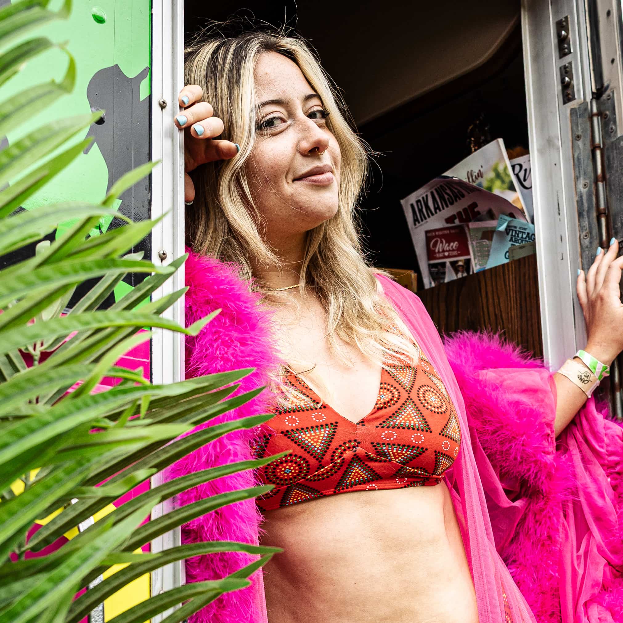 Women's organic cotton bralette - Red Mara design - Y.O.U underwear