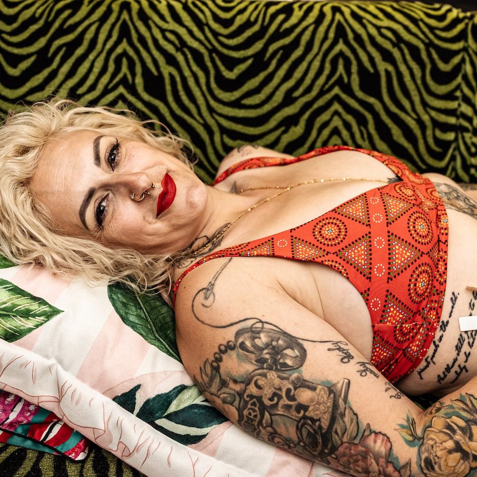 Women's organic cotton bralette - Red Mara design - Y.O.U underwear