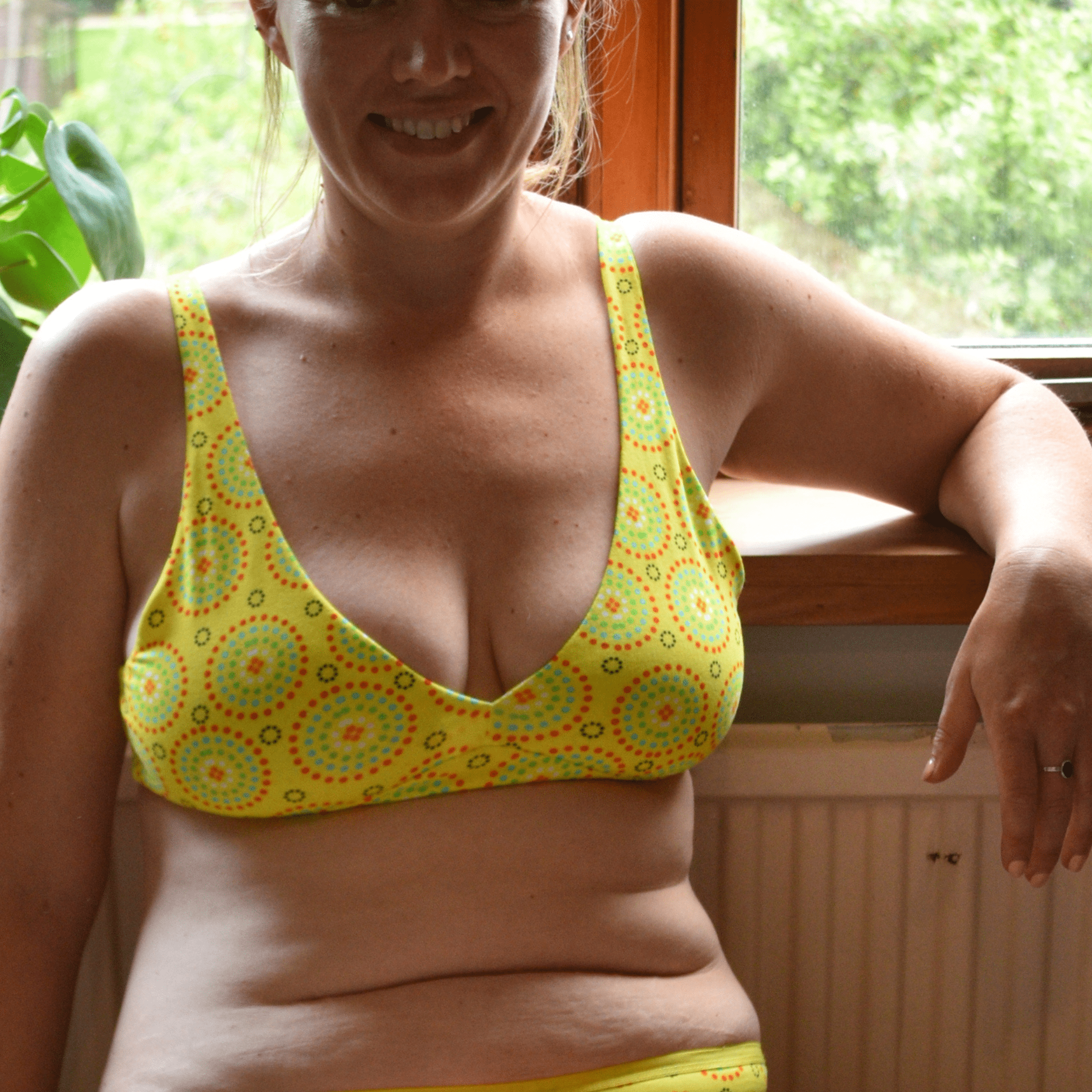 Women's organic cotton bralette - Yellow Mara design - Y.O.U underwear
