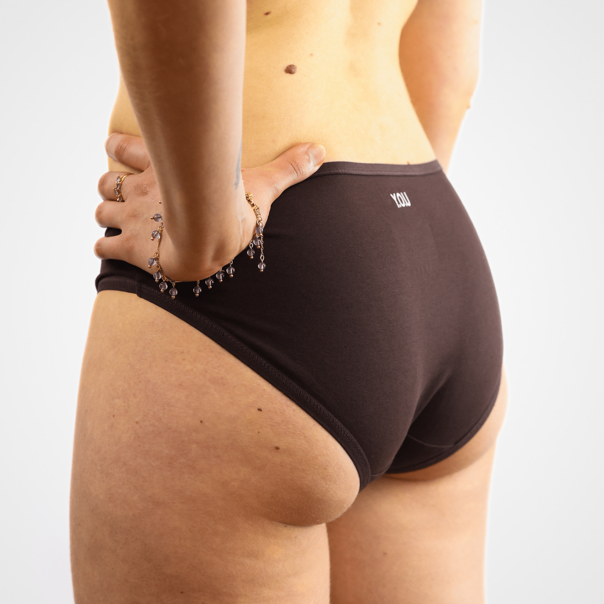 Women's organic cotton low - rise bikini bottoms in cocoa (dark nude) - Y.O.U underwear