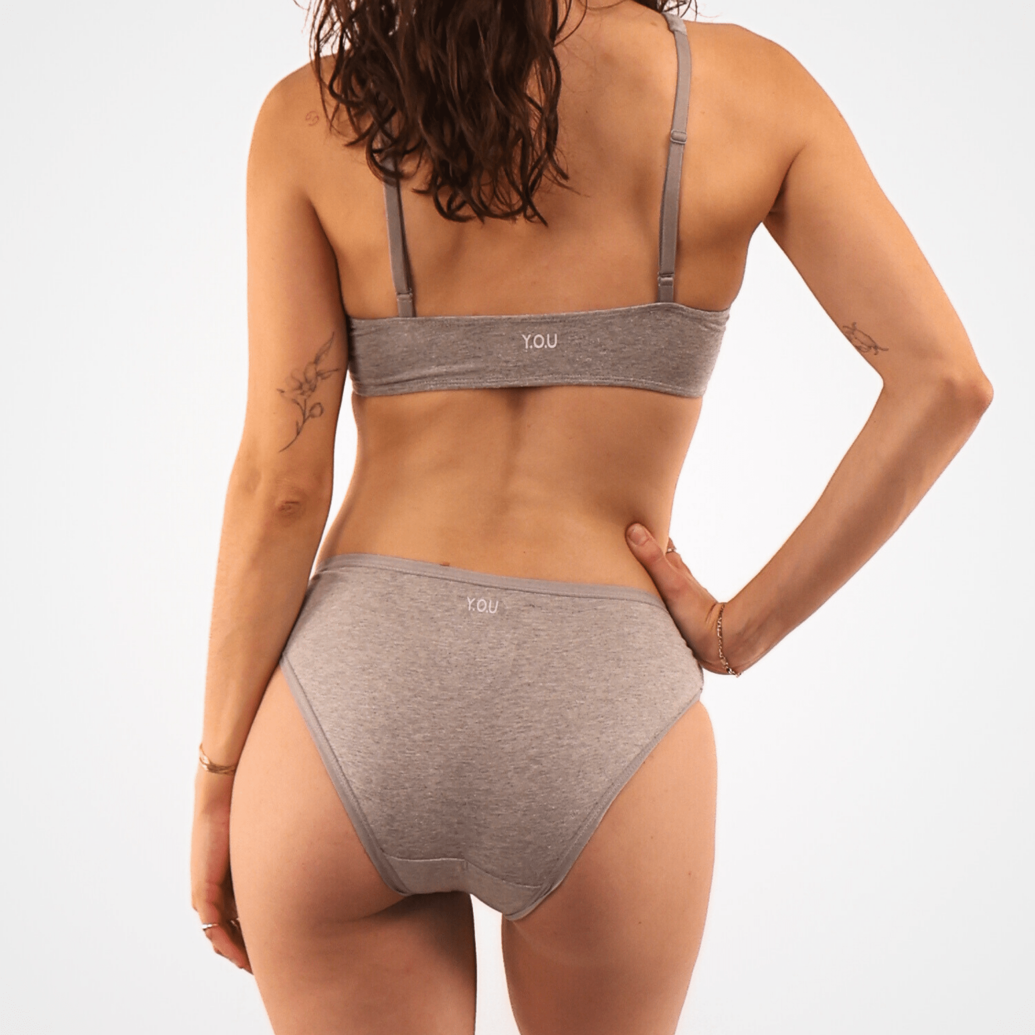Women’s organic cotton low - rise bikini bottoms in light grey (heather grey) - Y.O.U underwear