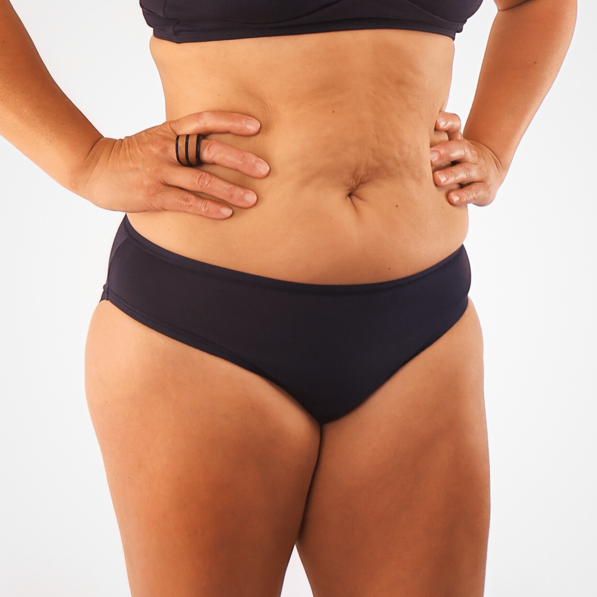 Women’s organic cotton low - rise bikini bottoms in navy blue - Y.O.U underwear