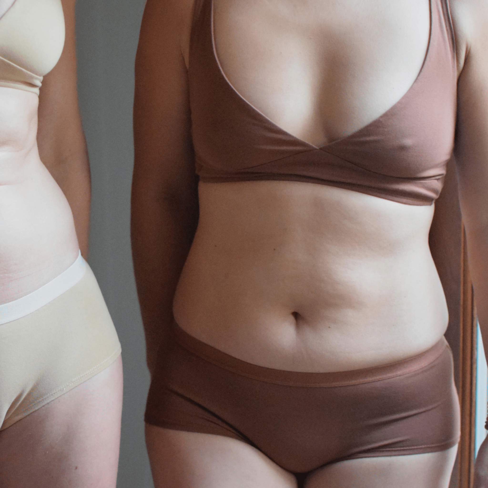 Women's organic cotton matching bralette and boy shorts set - chestnut (mid nude) - Y.O.U underwear