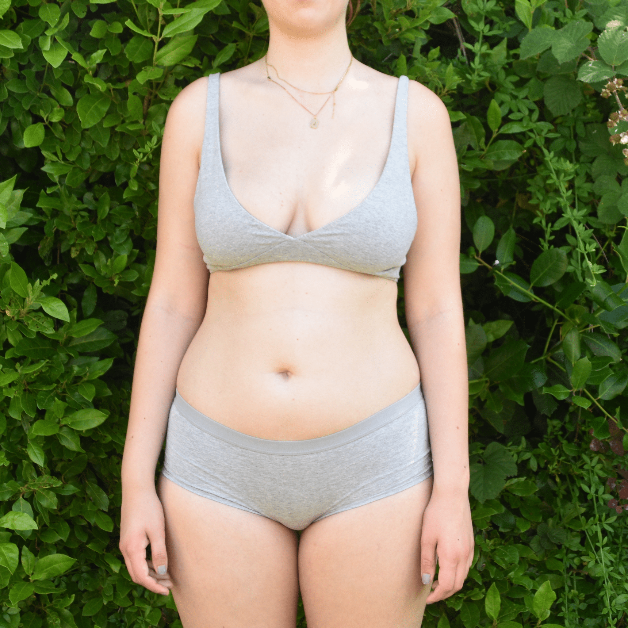 Women's organic cotton matching bralette and boy shorts set - heather grey - Y.O.U underwear