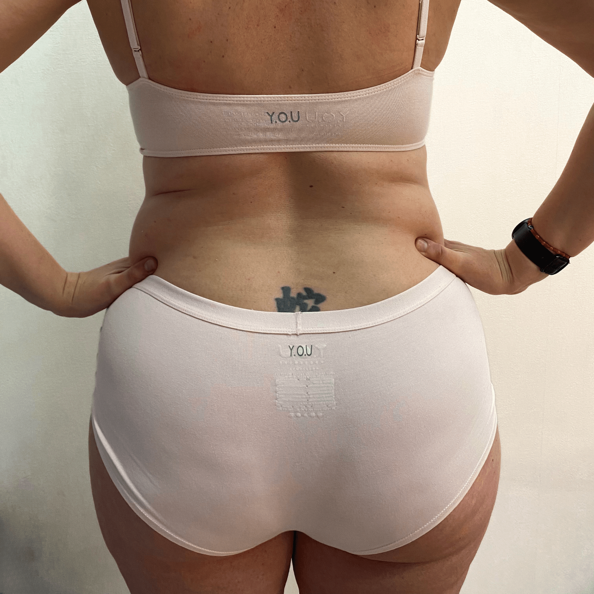 Women's organic cotton matching bralette and boy shorts set in light pink - Y.O.U underwear