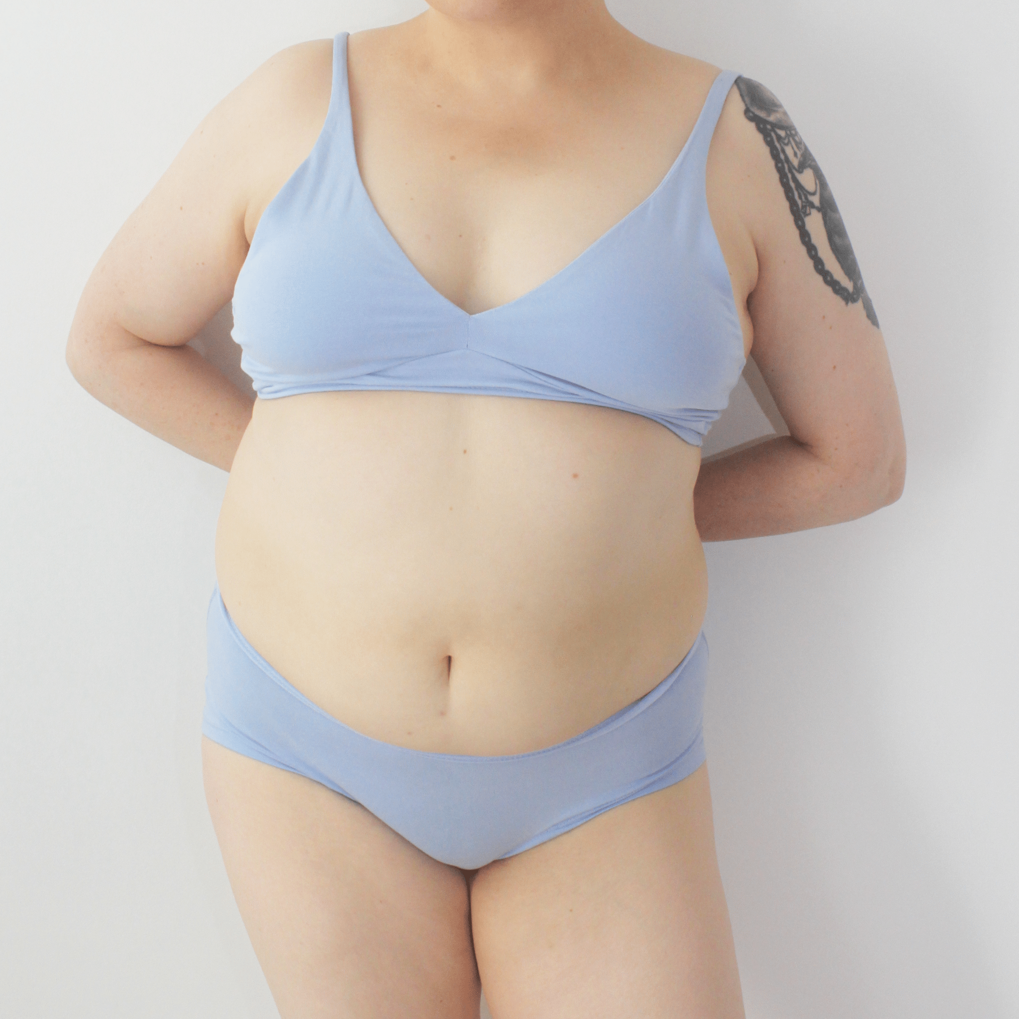 Women's organic cotton matching bralette and boy shorts set - light blue - Y.O.U underwear